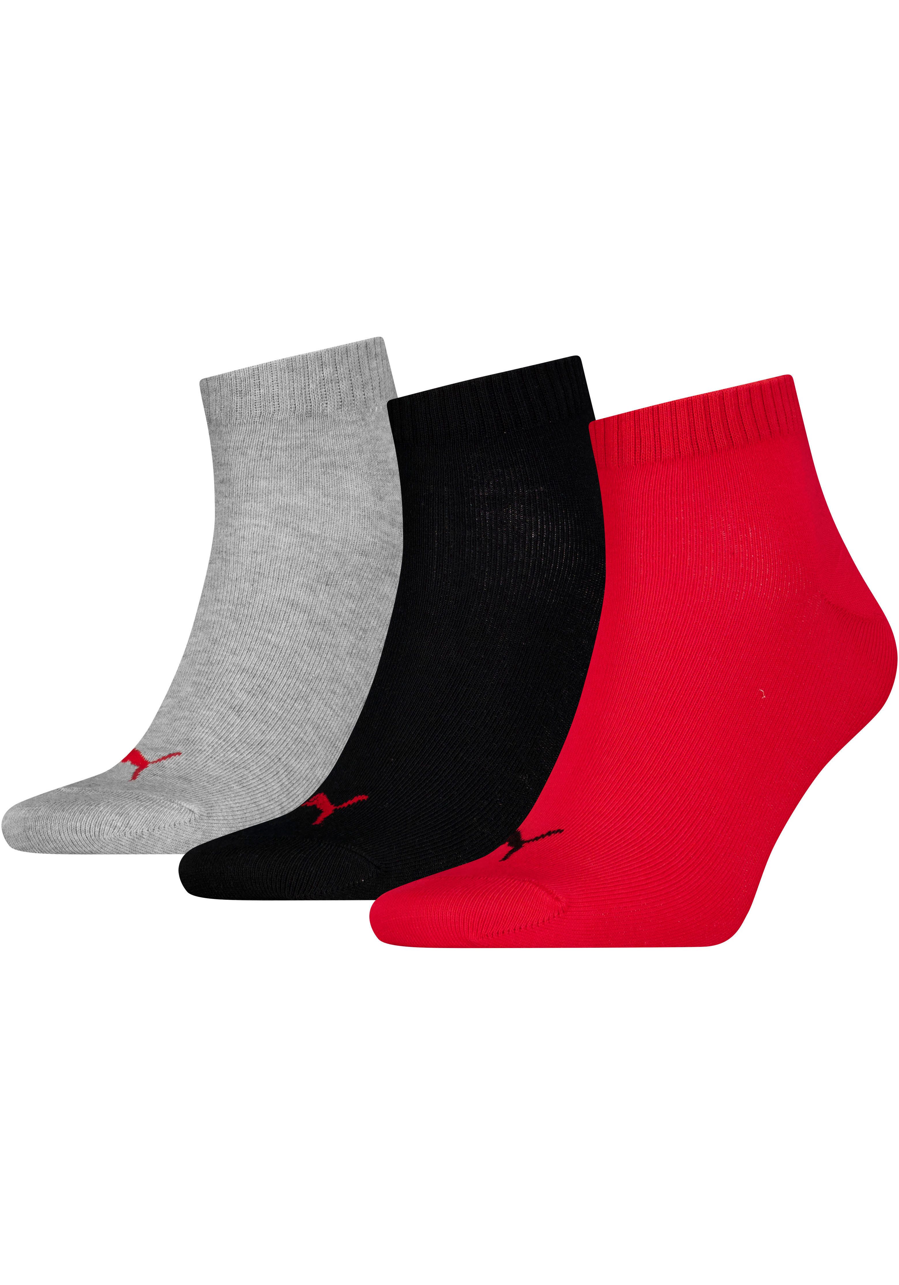 PUMA Kurzsocken PUMA UNISEX QUARTER PLAIN 3P (3-Paar, 3 Paar) Atmungsaktiv, Rippenbündchen, weiche Baumwollmischung