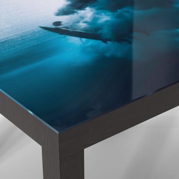 DEQORI Couchtisch 'Surfer taucht Unterwasser', Glas Beistelltisch Glastisch modern