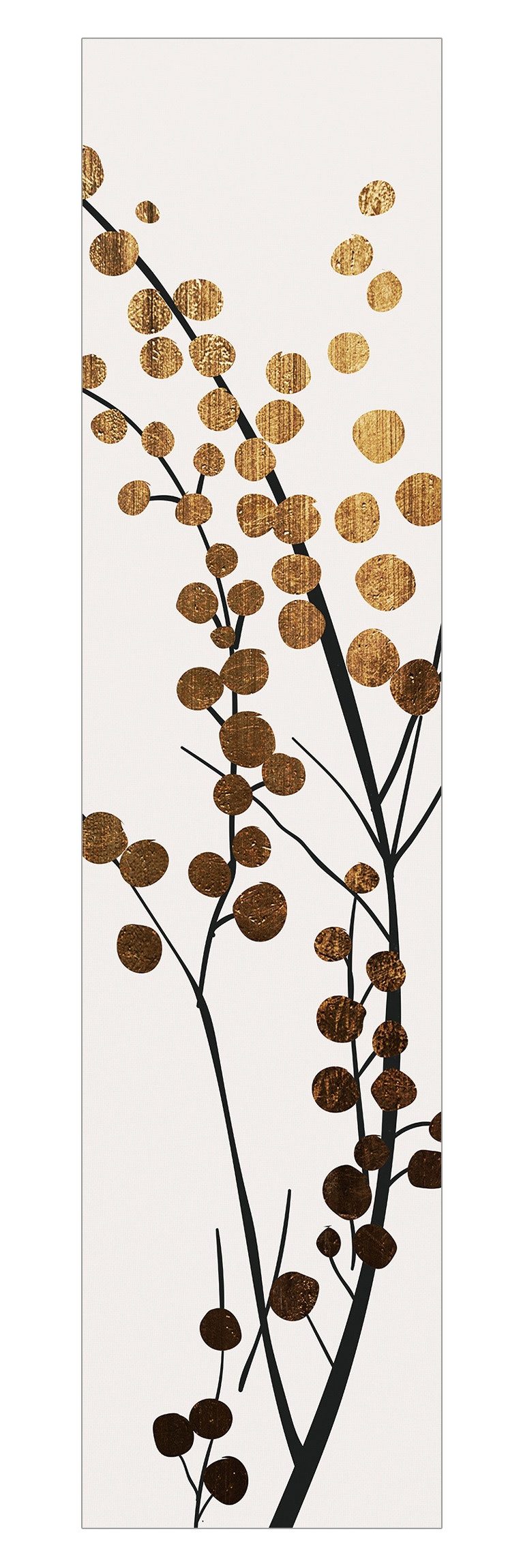 Bilderdepot24 Schiebegardine Flächenvorhang blickdicht Pflanzenwelt Beeren Gold (1 St), halbtransparent, Wohnzimmer große Flächengardine lichtdurchlässig für Klemm-System