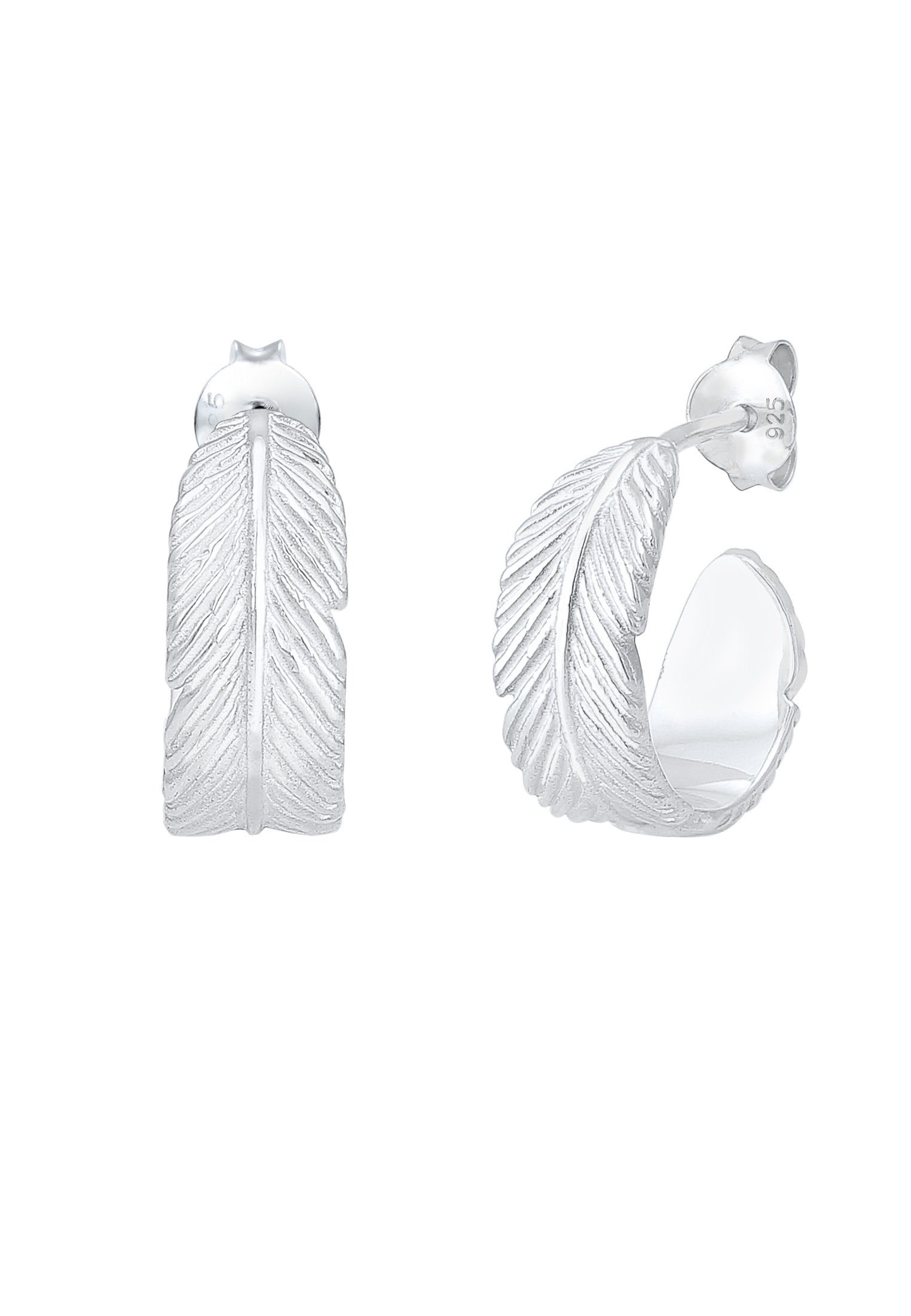 Elli Paar Creolen Creolen Hänger Feder Festival Trend 925er Silber, Boho
