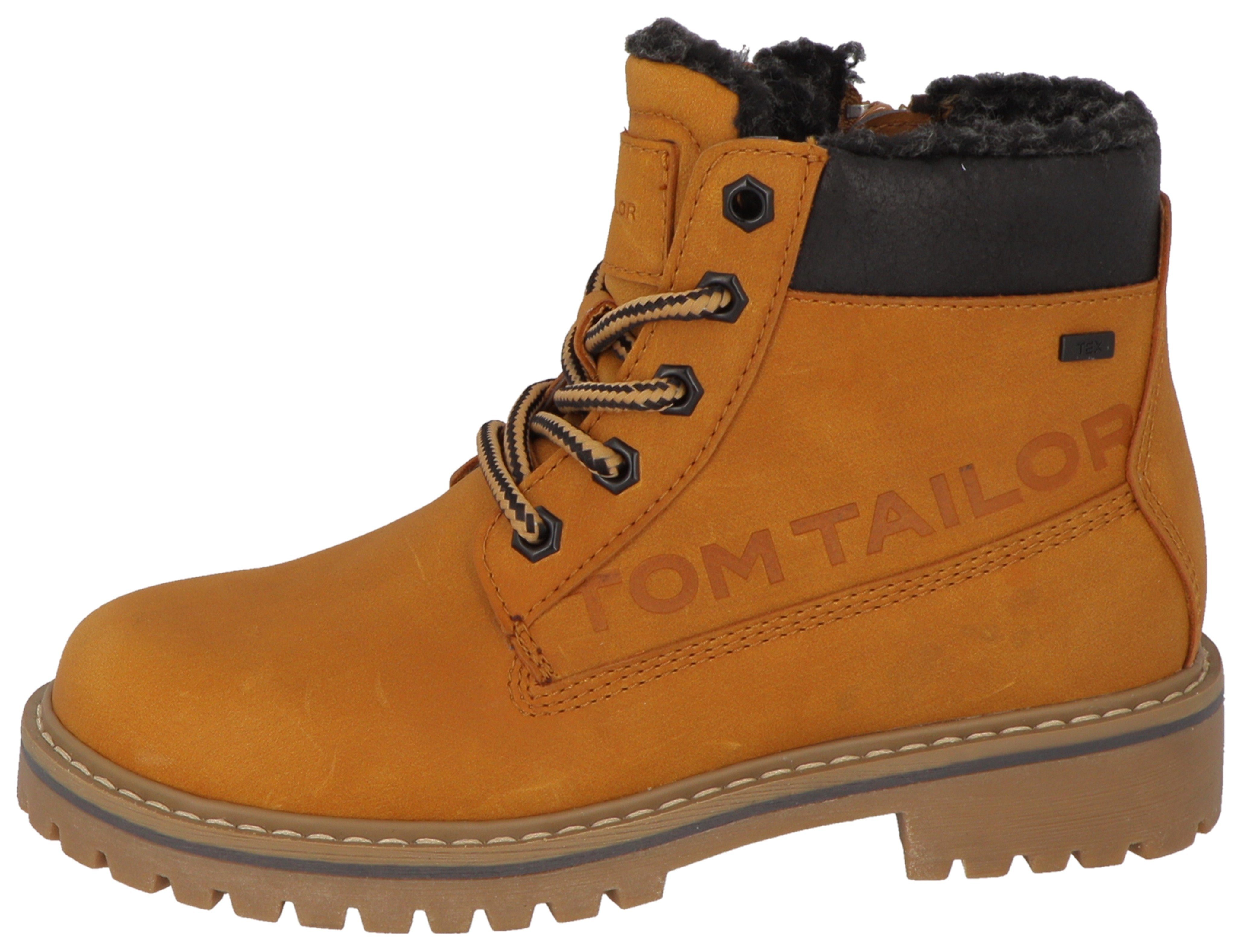 weich TAILOR TOM camelfarben-dunkelbraun mit Schaftrand abgepolstertem Winterboots