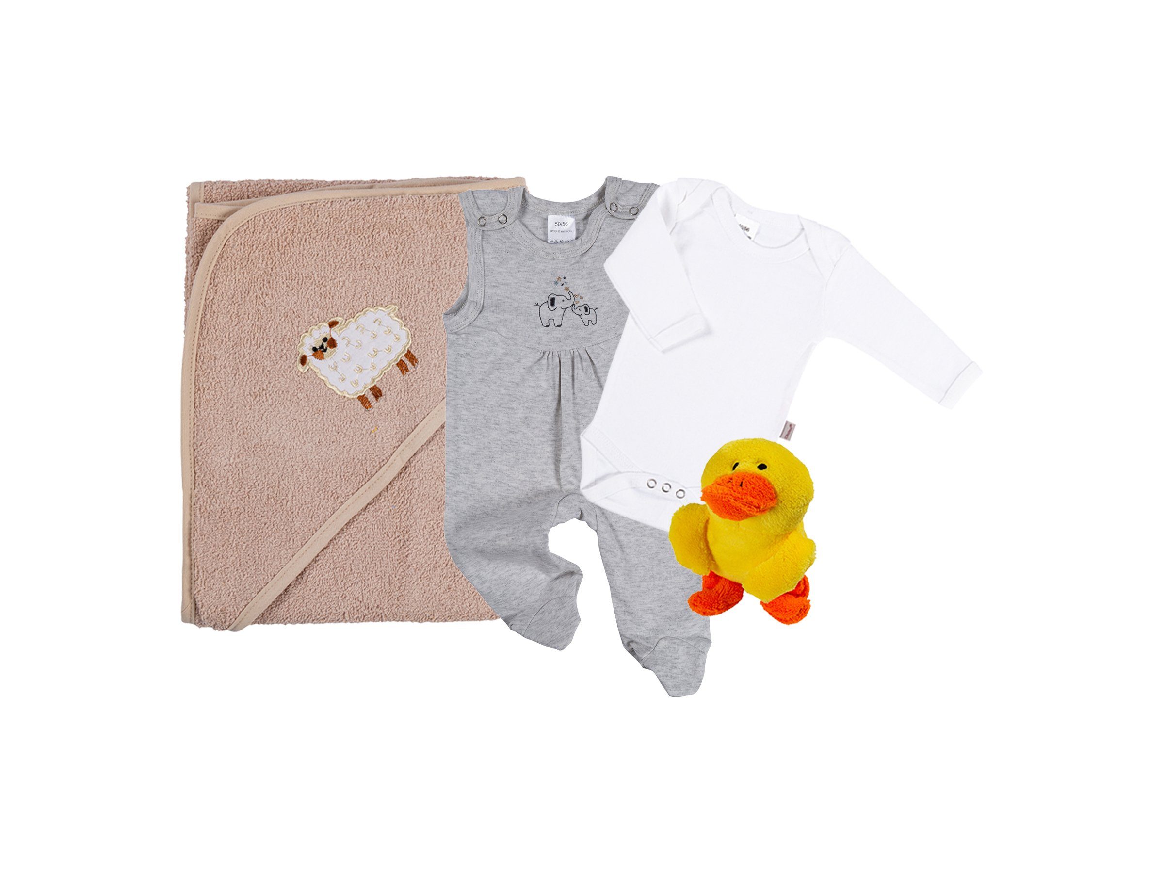 Clinotest Neugeborenen-Geschenkset Baby-Überraschungsbox, Bekleidungs-Set, verschiedene Boxeninhalte Beige