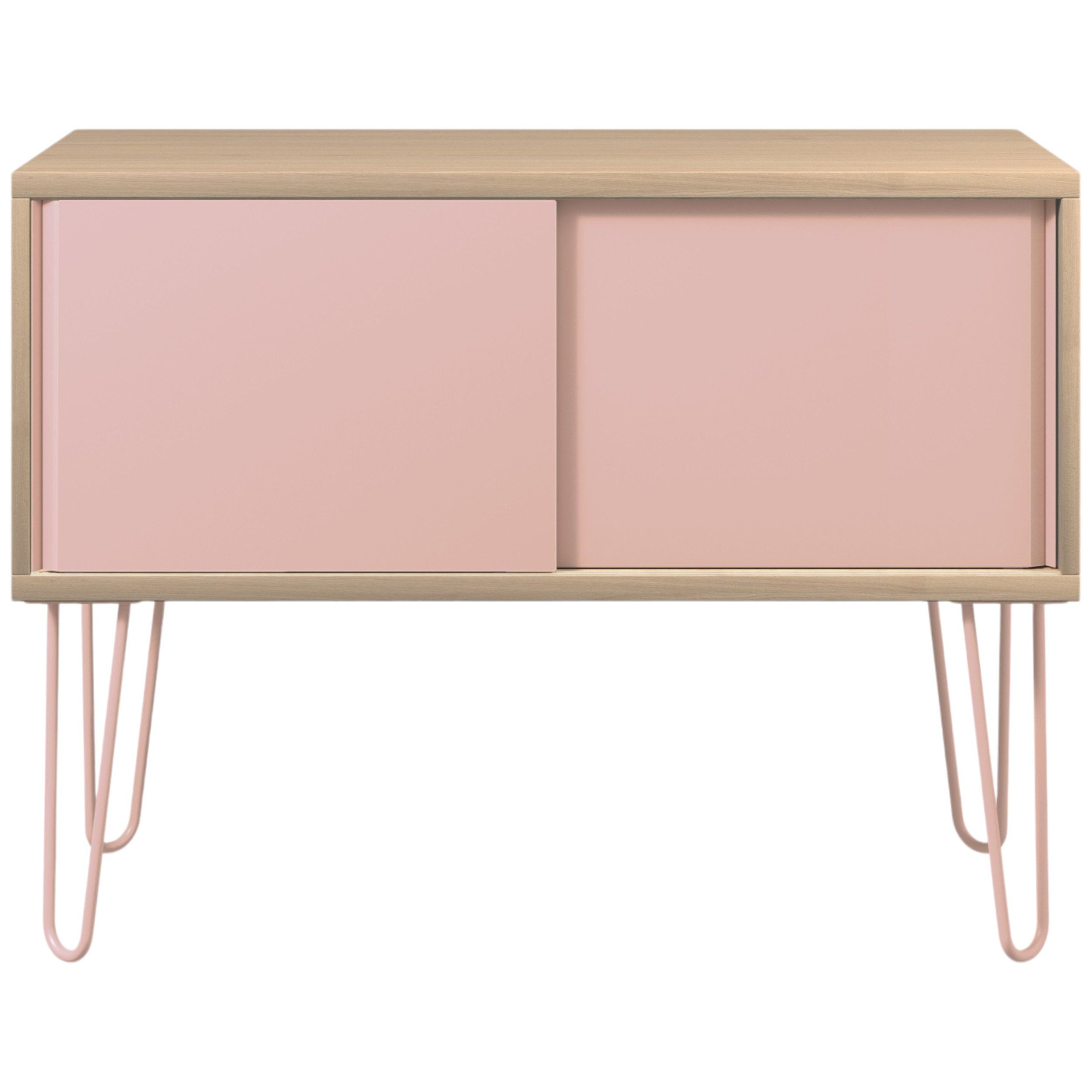Bisley Sideboard Multirange Sideboard, in Eiche/Pastellpink - Maße: H 75 x B 100 x T 45 cm