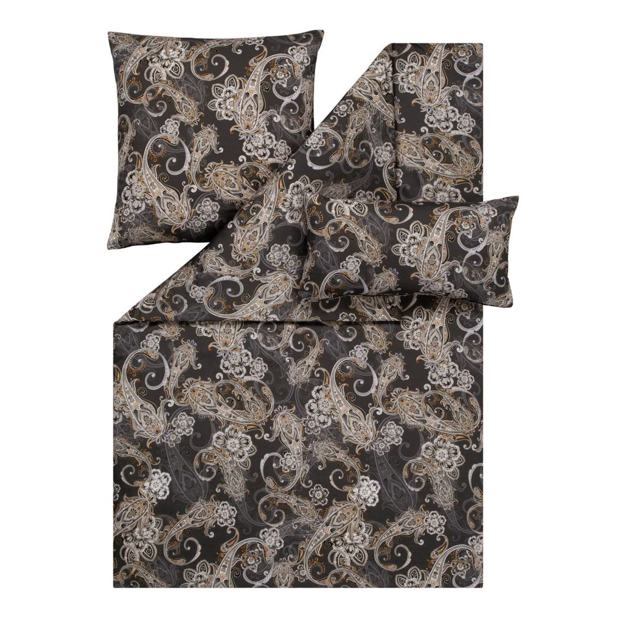 Estella Bettwäsche Estella Mako Jersey Bettwäsche 135x200 Charlotte graphit Paisley grau, Mako-Jersey, 2 teilig, für Sommer und Winter