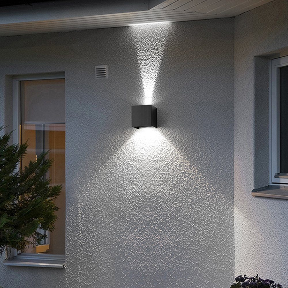 Square LED LED Clanmacy integriert, Außen Wandleuchte 7W/12W, Schwarz Wandleuchte LED Wandlampe IP65 Wandstrahler fest Matt LED Warmweiß 12W Wasserdicht Eingangsflur Lampe Modern Treppen