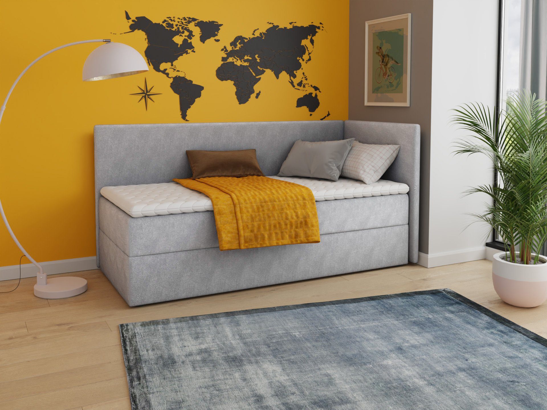 Sofnet Boxbett Flame (mit Bettkasten, Bonell-Matratze und Topper), Einzelbett, Polsterbett, Boxspringbett, Kinderbett, Jugendbett