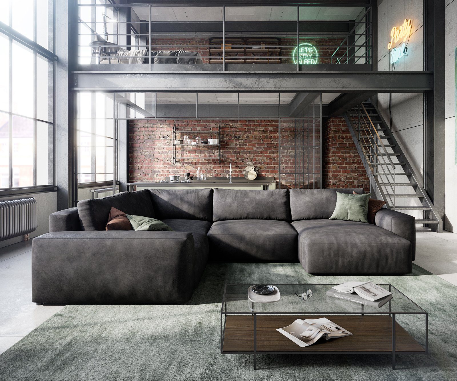 DELIFE Wohnlandschaft Lanzo, L Lederimitat Vintage günstig online kaufen
