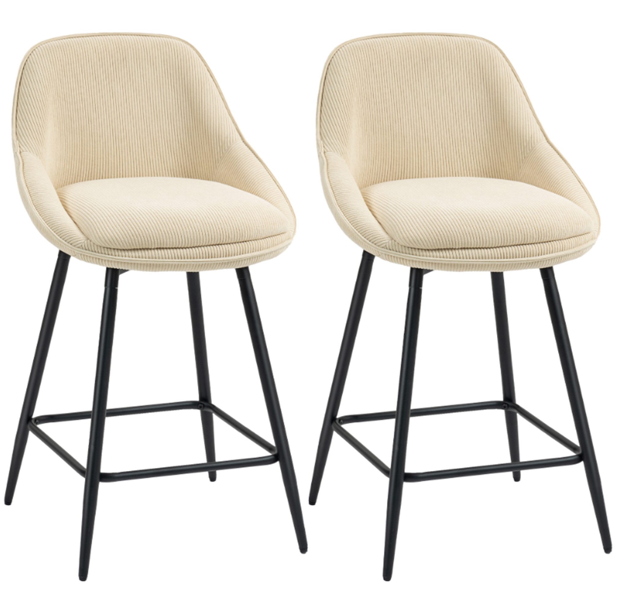 ibettertec Barhocker Barhocker, Barstuhl, Tresenhocker, Thekenhocker (Spar-Set, 1 St., 2er Set moderner Barhocker mit Chenille-Polsterung und Metallgestell), Minimalistisches Design, Ergonomische Rückenstütze