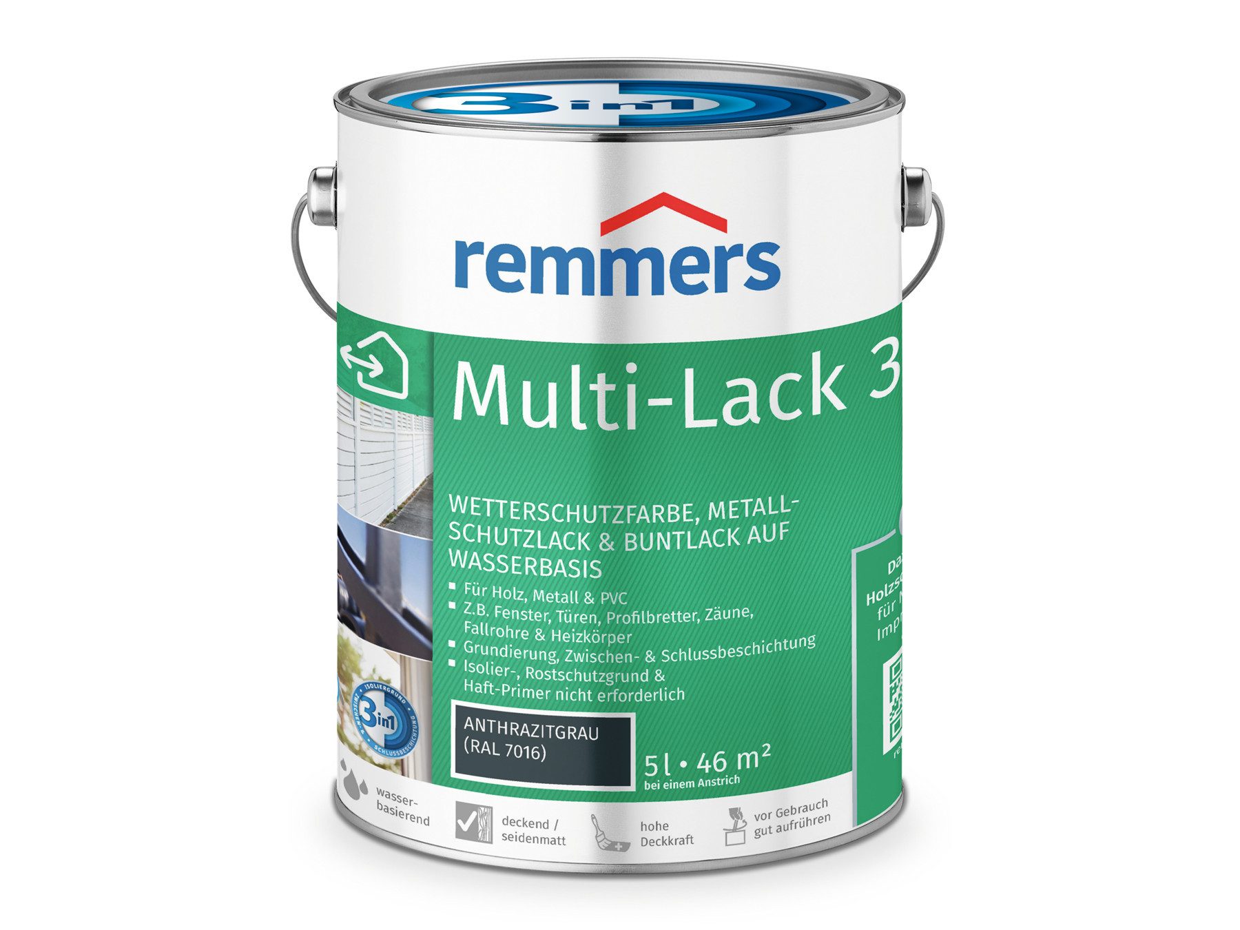 Remmers Wetterschutzfarbe Multi-Lack 3in1 anthrazitgrau (RAL 7016) 5 Liter