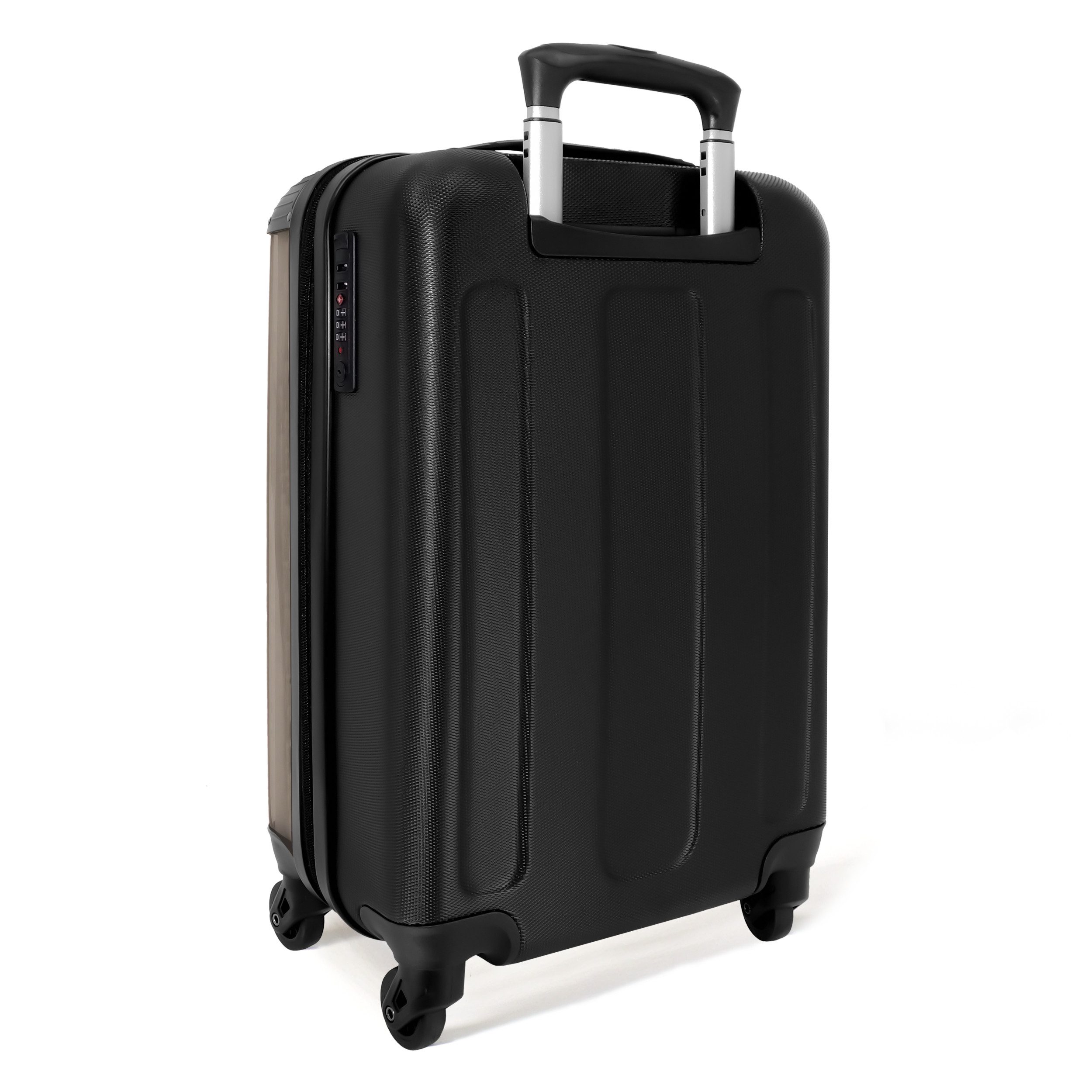 NoBoringSuitcases.com© Hartschalen-Trolley Zitate - Mach epischen Scheiß - Brown 55x35x20cm, 4 Rollen, Reisetasche mit Rollen, Koffer Handgepäck Flugzeug