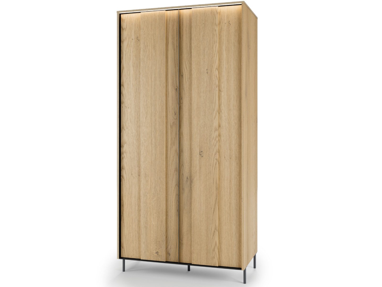 yourhouse24 Kleiderschrank TIVOLI TI-01 Torro Cremona Eiche & Schwarz mit Beleuchtung