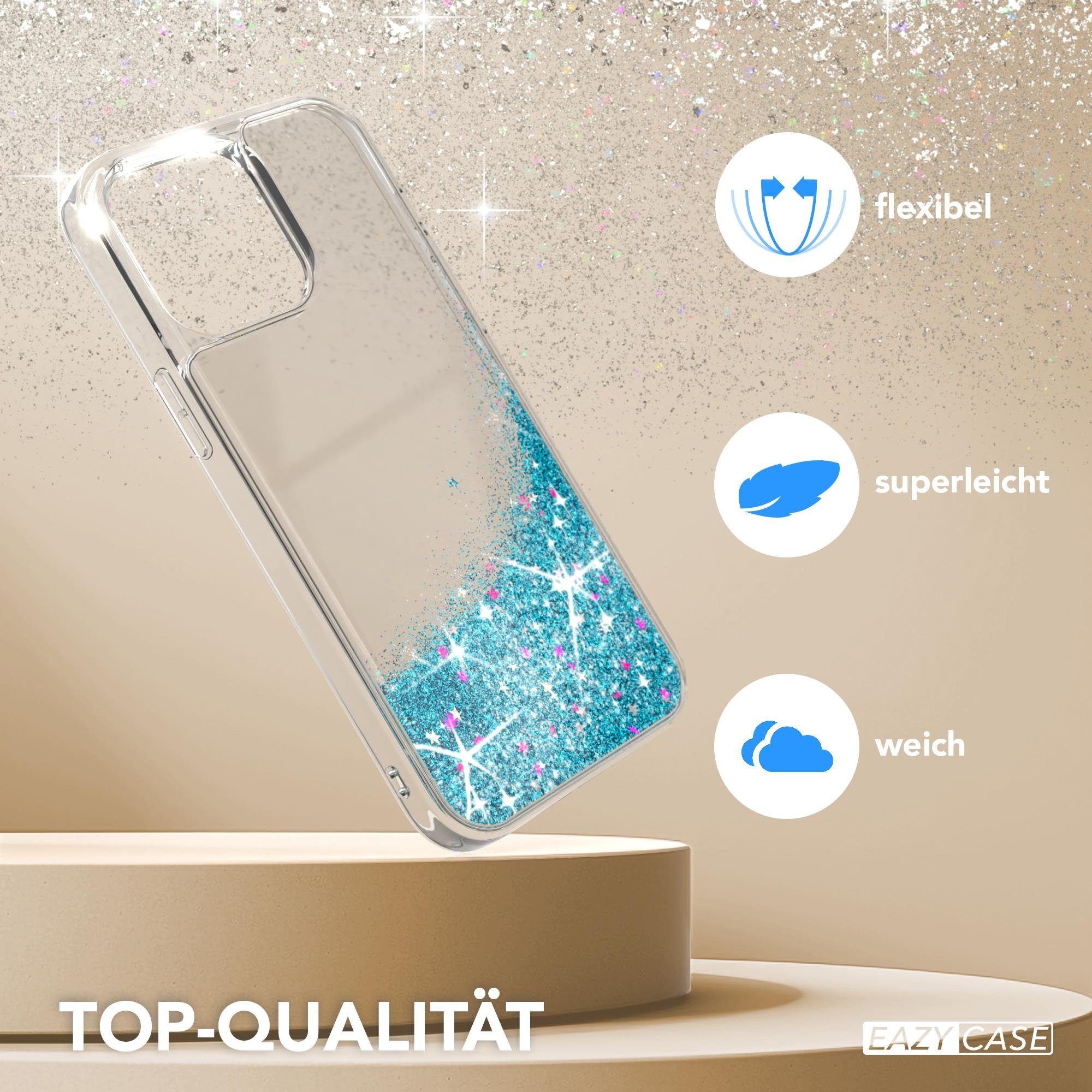 EAZY CASE Handyhülle Liquid Glittery Case für Apple iPhone 15 Pro Max 6,7 Zoll, Gloss Slimcover Girly Backcover Bling Phone Case kratzfeste Cover Blau