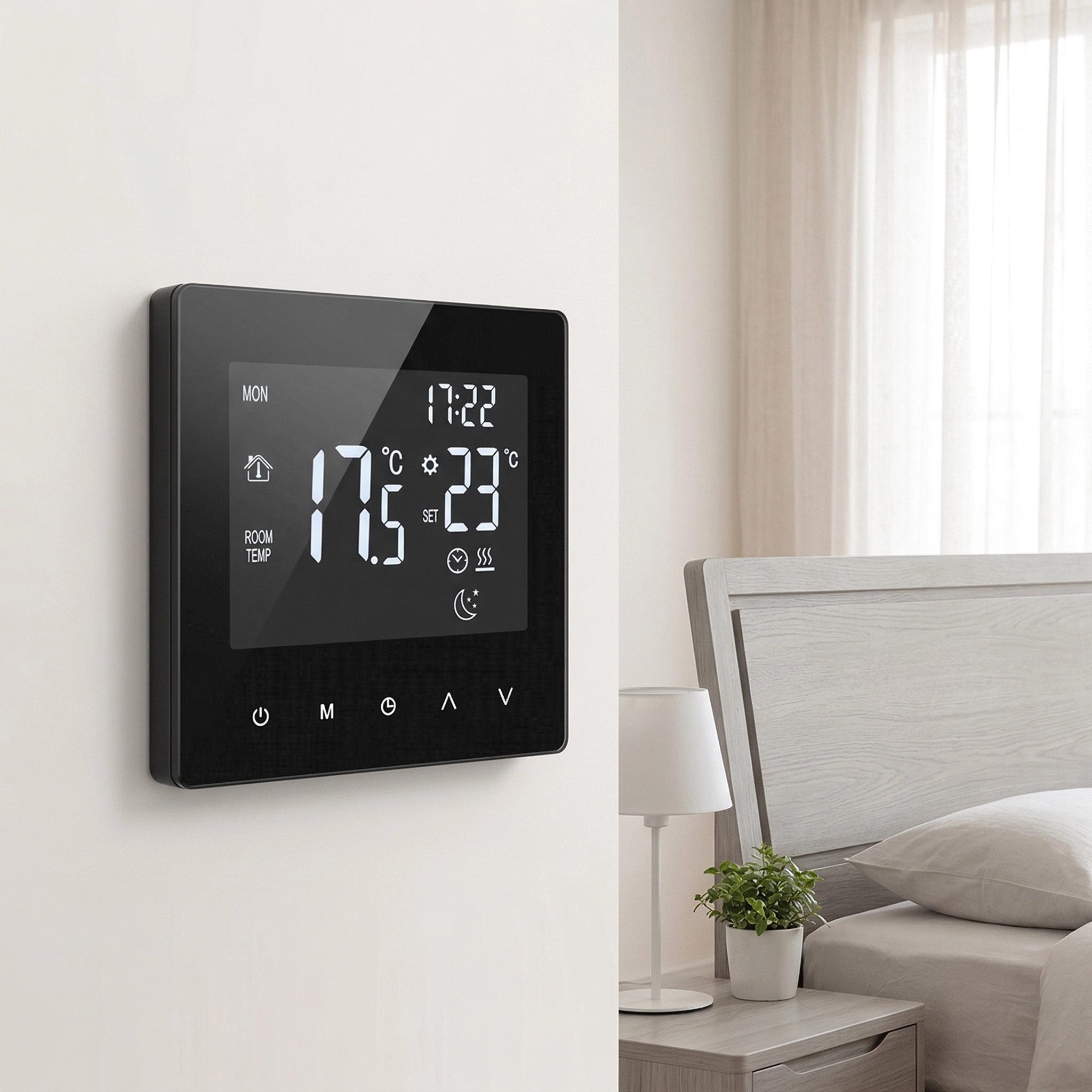 GARRYFIZH Raumthermostat Raumthermostat Digital Raumtemperaturregler Wandthermostat, LCD-Touchscreen mit Hintergrundbeleuchtung Programmierbar