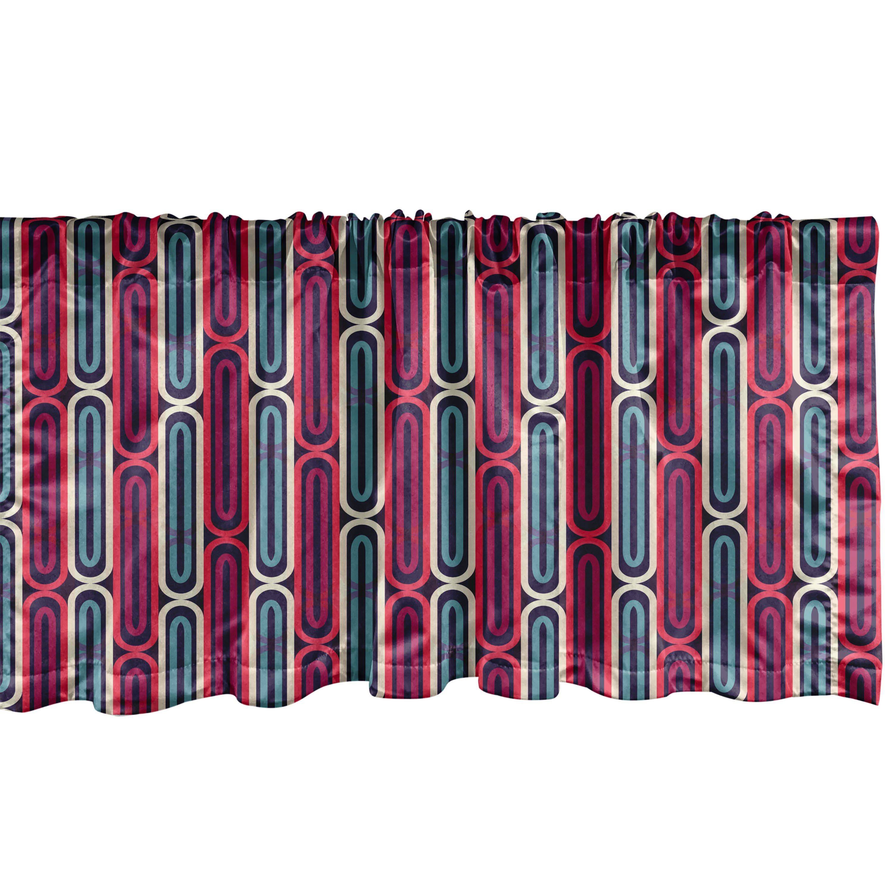 Scheibengardine Vorhang Volant für Küche Schlafzimmer Dekor mit Stangentasche, Abakuhaus, Microfaser, Abstrakt Bunte Retrostil