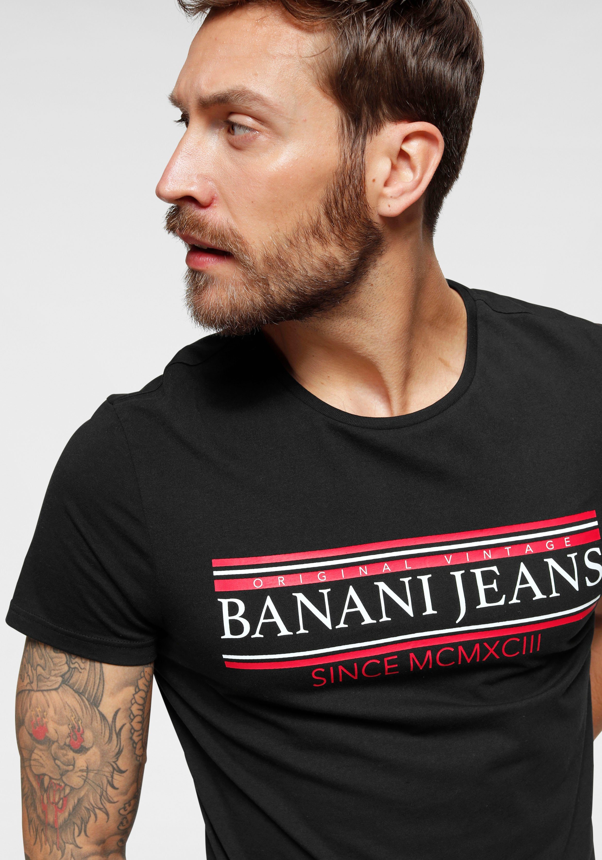Bruno Banani T-Shirt kurzärmelig, schmal geschnitten, bedruckt, Rundhalsausschnitt
