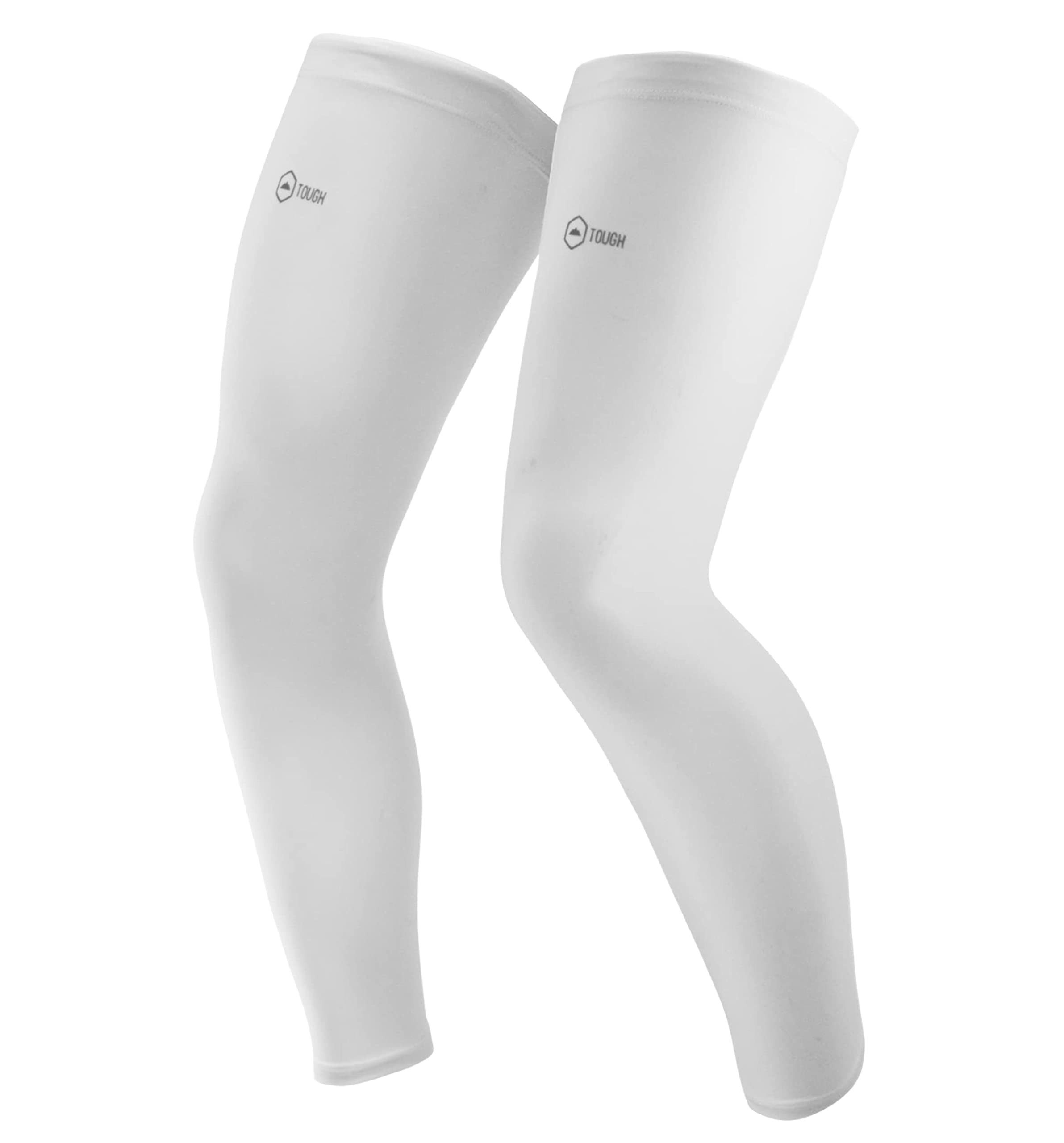 Tough Outfitters Handbandage Lange Kompressionsstrümpfe - UV Leg Sleeve Größe XL - Weiß (1-tlg), Kompressions Beinlinge Radsport Herren Damen - Beinwärmer Beinstulpen