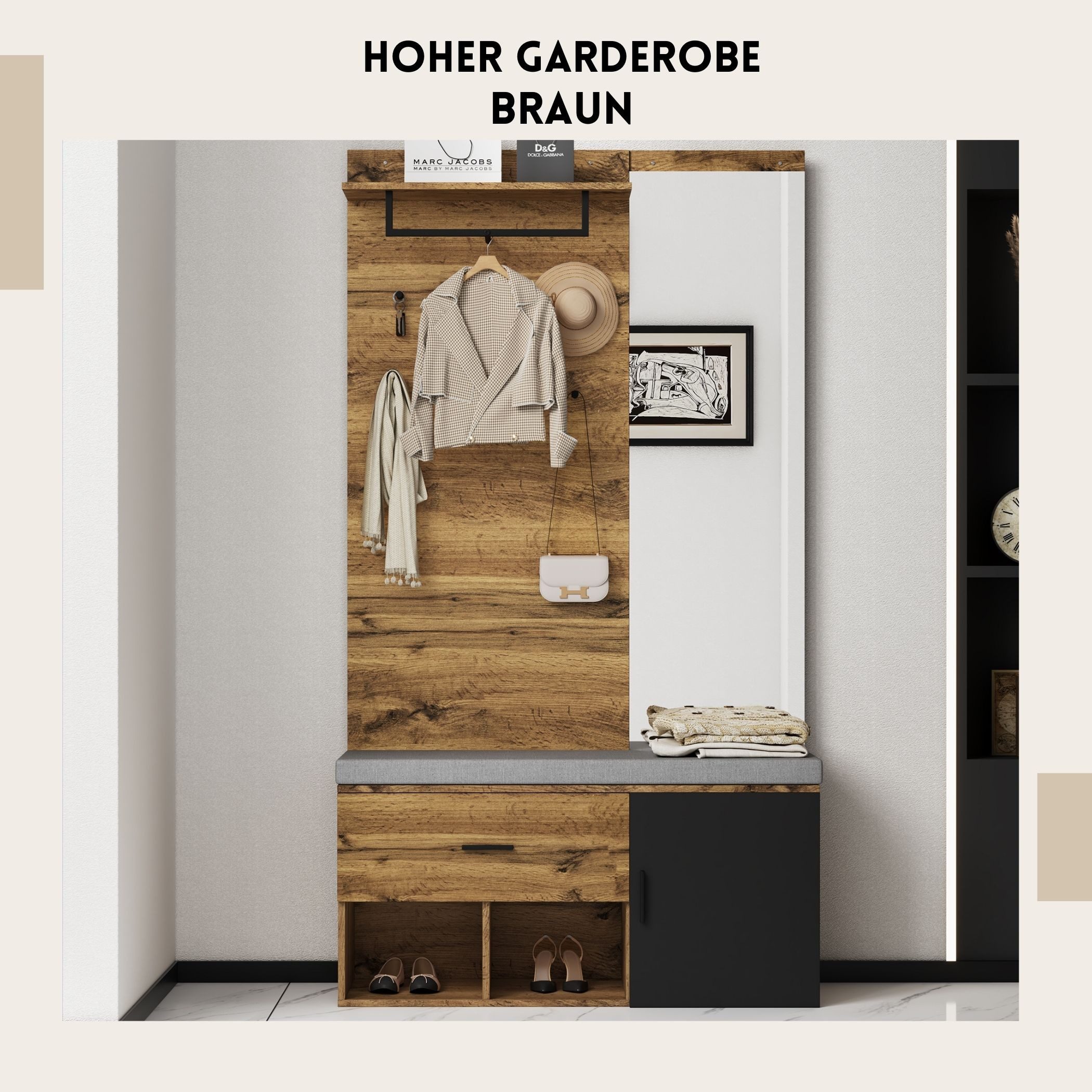 SeedWave Garderobe Garderobenschrank mit Schuhschrank, 7-in-1-Design günstig online kaufen