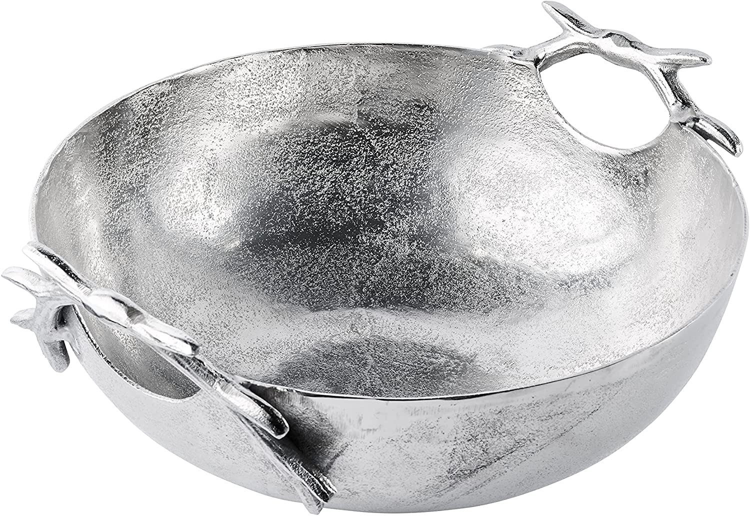 MichaelNoll Dekoschale Schale Geweih Deko Aluminium Silber - Dekoschale aus Metall - 47 cm
