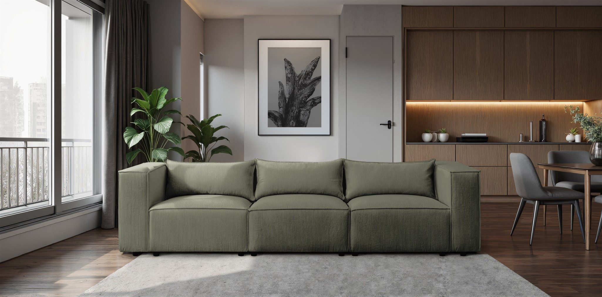 Fun Möbel 3-Sitzer Designersofa FUN MIKEL in Stoff Lincoln, Rundumbezug