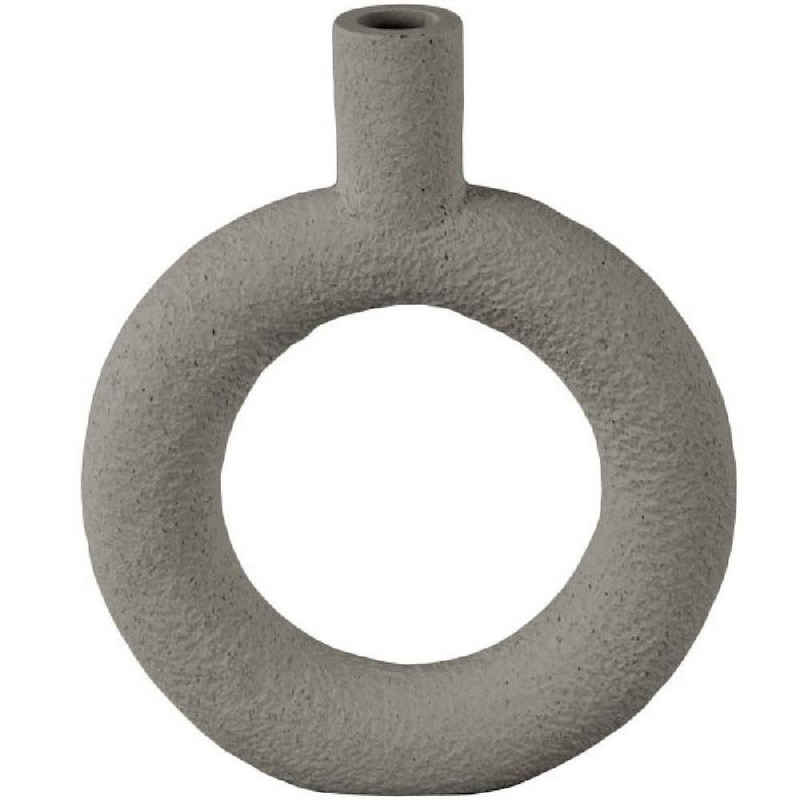 Present Time Skulptur Vase Ring Oval Round Polyresin Warm Grey (18x3,5x22,5cm)
