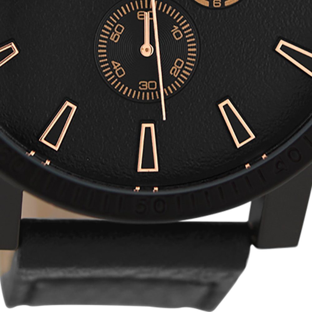 OOZOO Quarzuhr Oozoo Herren Armbanduhr schwarz Analog, (Analoguhr), Herrenuhr rund, extra groß (ca. 50mm) Lederarmband, Casual-Style