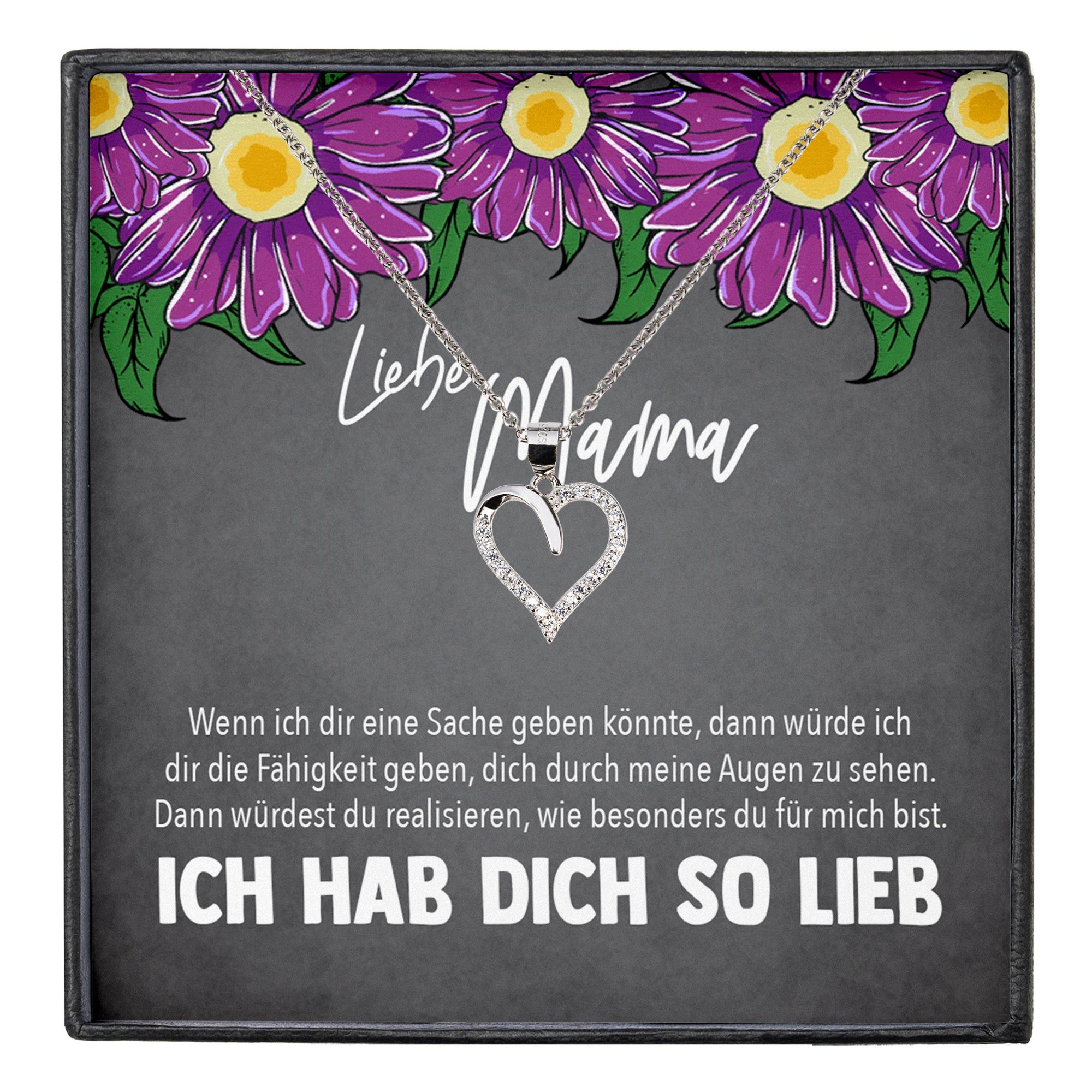 22Feels Ювелирные изделияset Mama Geschenk Muttertag Geburtstag Frauen Ювелирные изделия Herz Halskette Karte, Echt-Silber 925/000, Karte Made In Germany