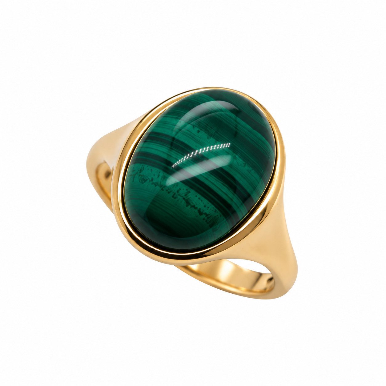 Sogni d'oro Fingerring mit Malachit, Silber 925 vergoldet