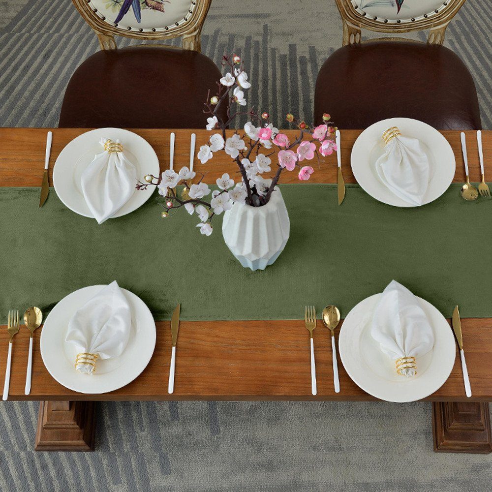 XDeer Tischdeko Tischläufer für, Wohnzimmer Tischläufe,Tischläufer Deko green Weihnachten,Hochzeit (35*180cm) Tischband