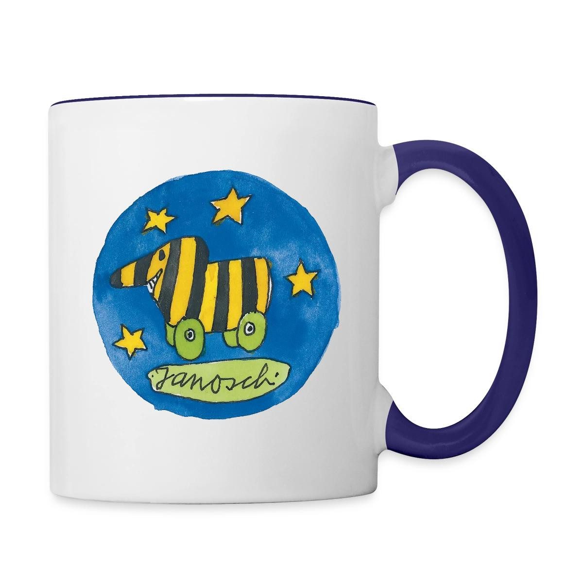 Spreadshirt Tasse Janosch Tigerente Logo Sterne Tasse Zweifarbig, Keramik