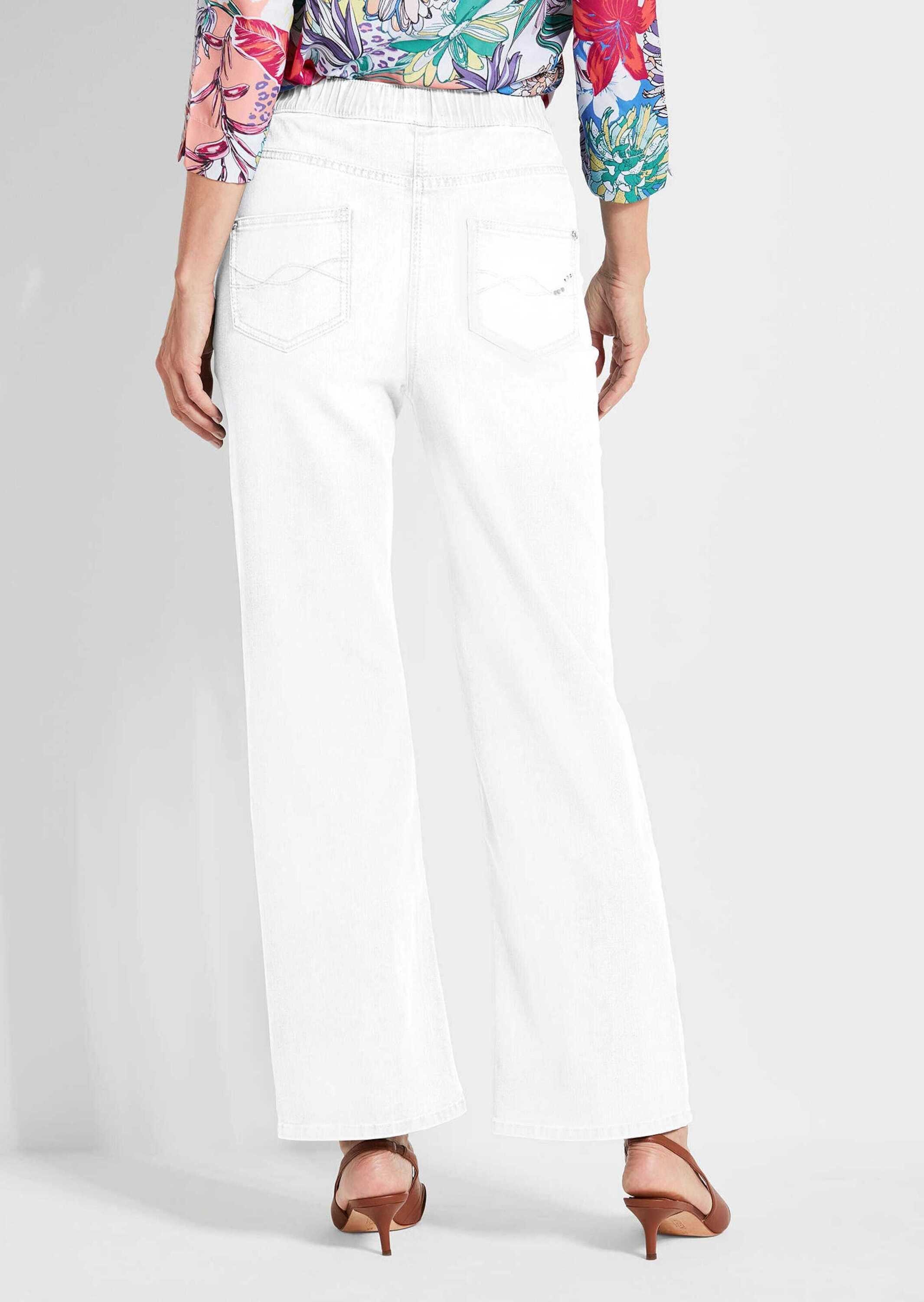 GOLDNER Bequeme Jeans Bequeme Jeanshose VERA Hose im Uni-Design, Schlupfbund, weites Bein, Eingrifftaschen