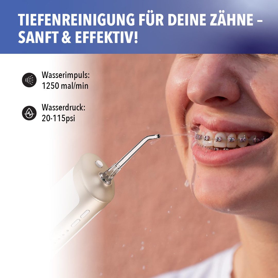 IEA Medical Munddusche FC5200, kabelloser Zahnzwischenraumreiniger, Aufsätze: 6 St., USB-C, 3 Modi, 240 ml Tank, kompakt für Zuhause & unterwegs – Bild 2 von 5