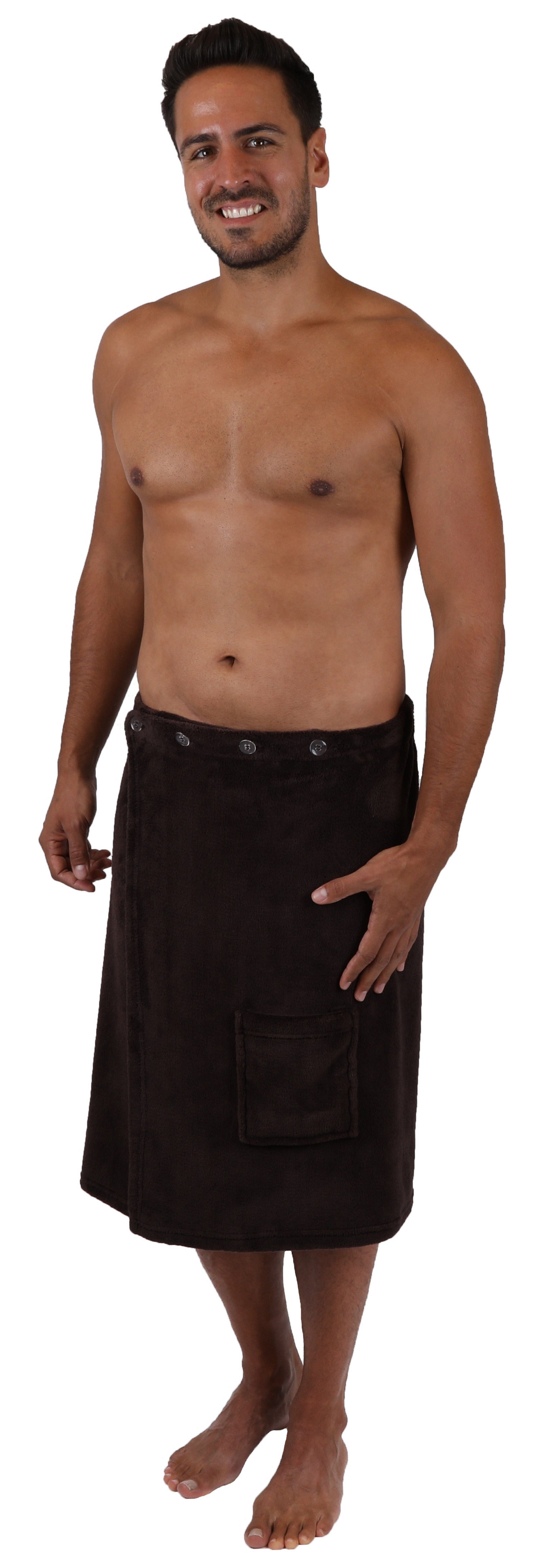 Regulierbar dunkelbraun (1-St) und Saunakilt Herren 100% Sauna Wellness Saunatuch Weite Farbe durch Betz Gummizug Kilt der anthrazit, Knöpfe Polyester