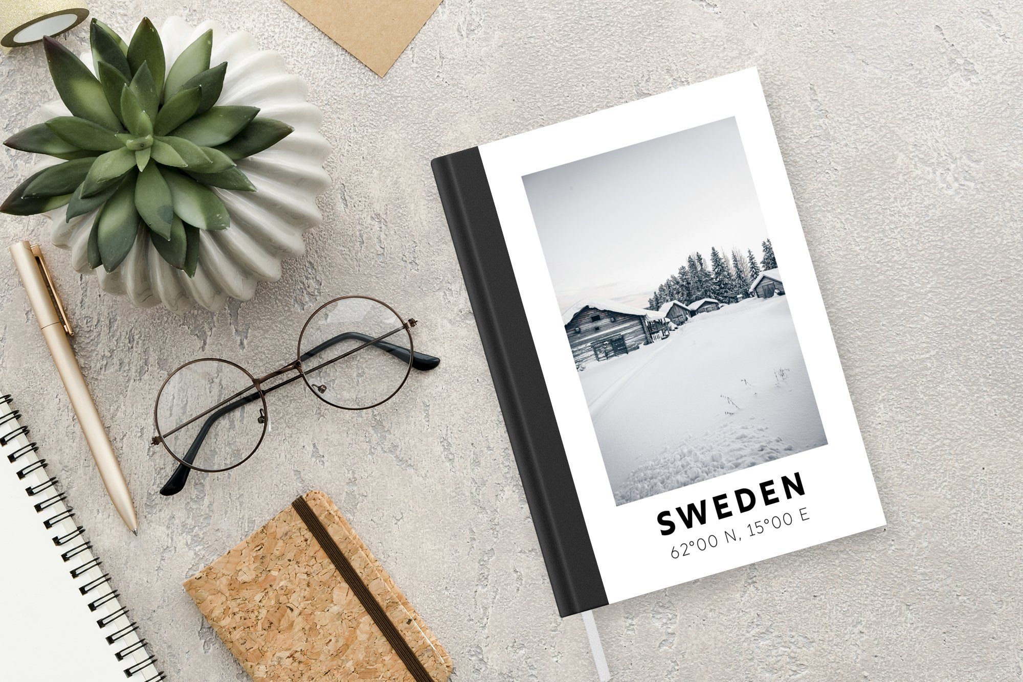 98 Haushaltsbuch Seiten, Journal, Notizheft, Notizbuch Schnee Tagebuch, Merkzettel, MuchoWow - Skandinavien, - Schweden A5,