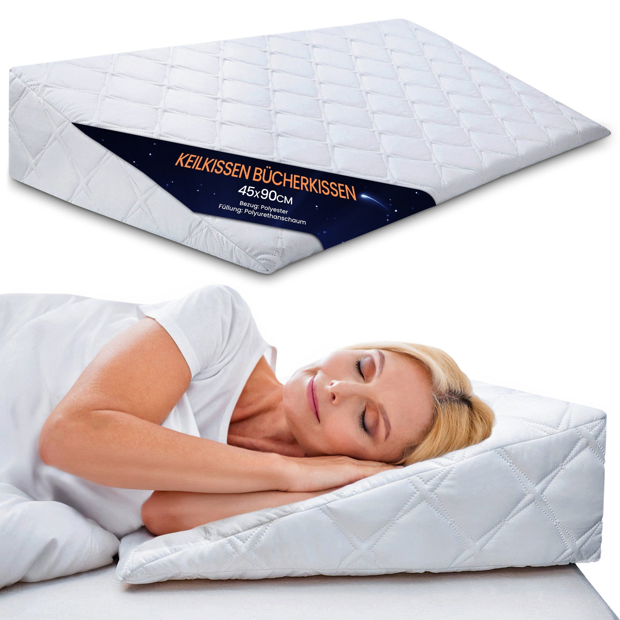 Amazinggirl Keilkissen Bett und Sofa Rückenkissen Kopfteil - Schaumstoff mit Bezug Kissen