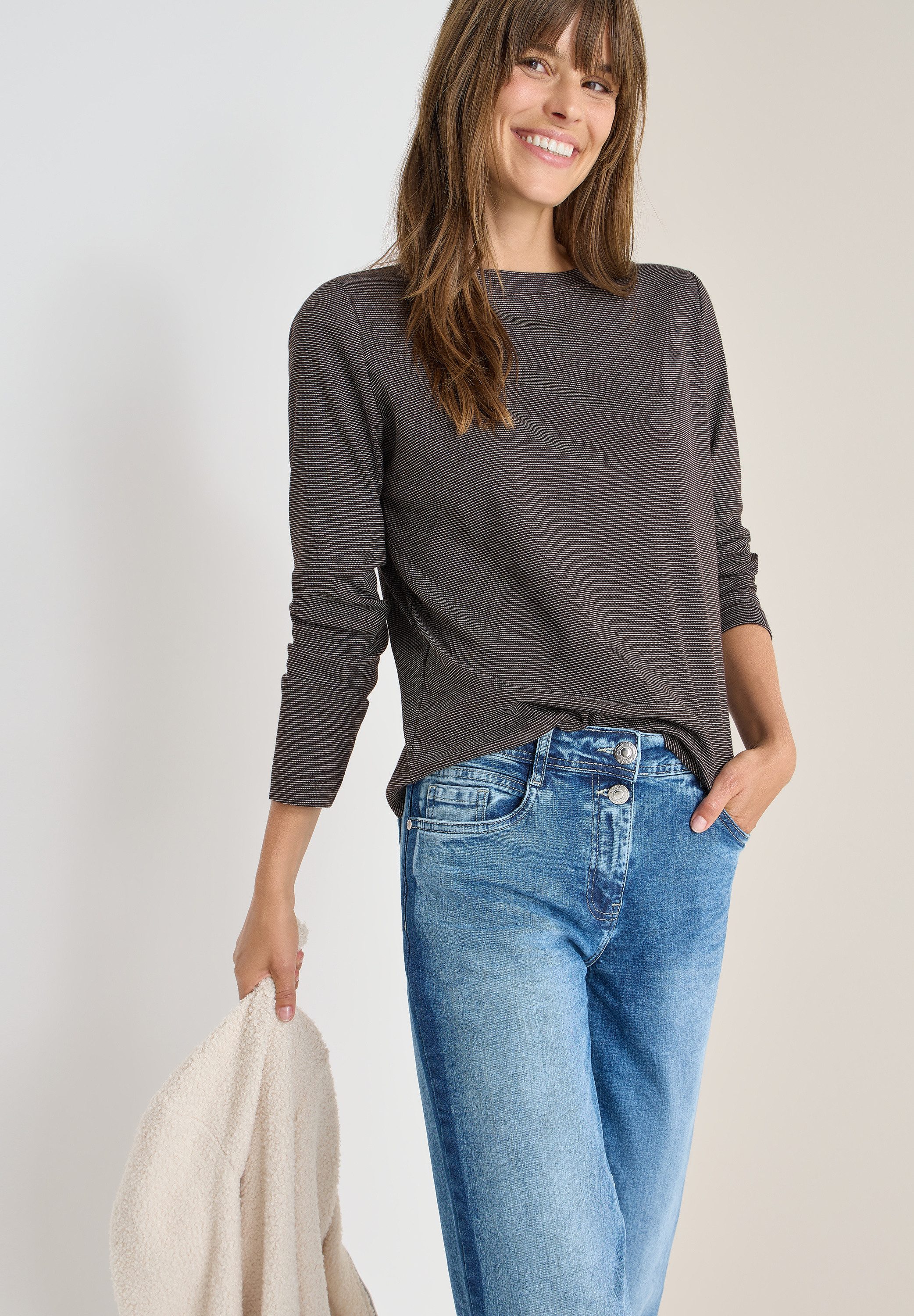 CECIL Langarmshirt mit feinen Streifen