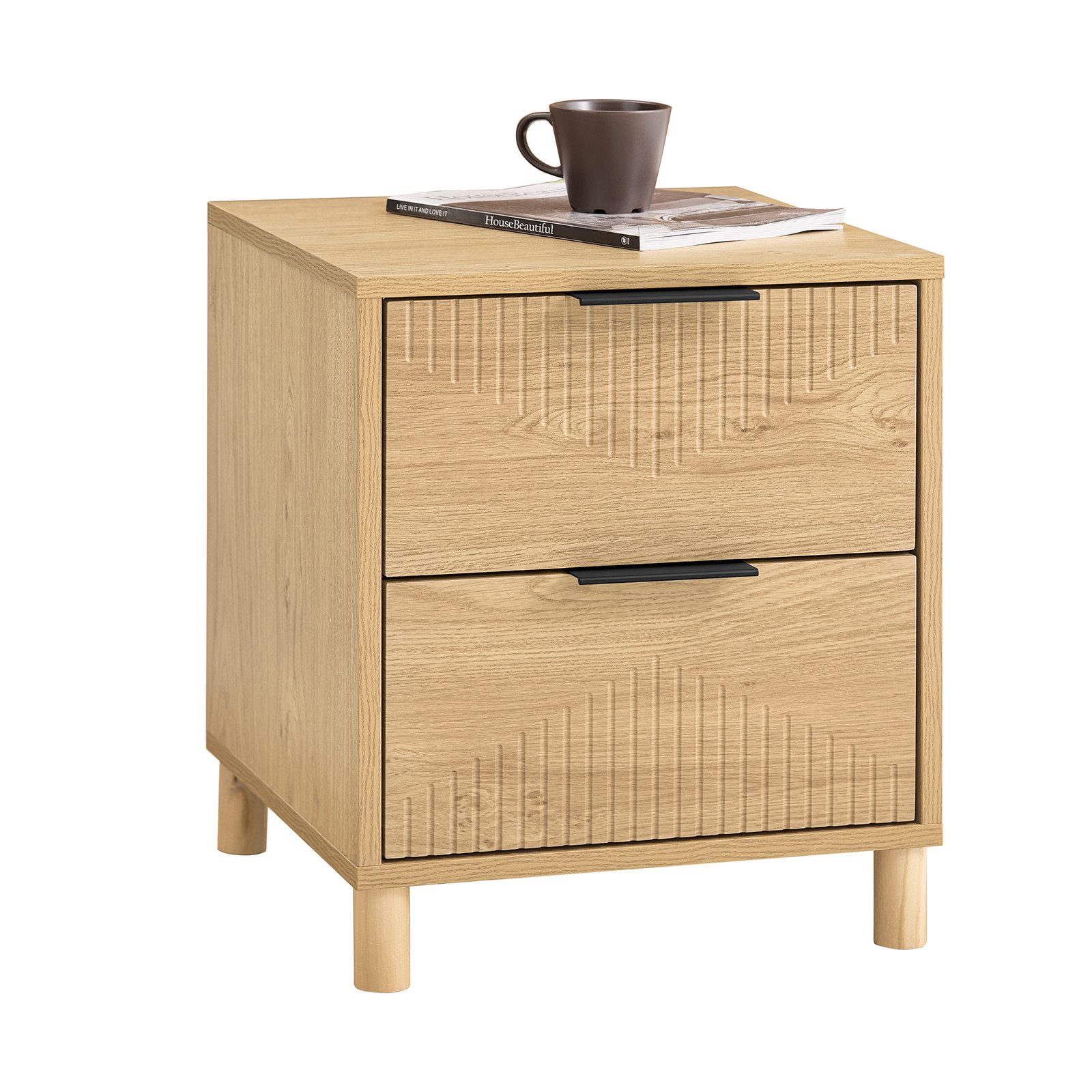 SoBuy Nachttisch FBT166, Nachtschrank mit 2 Schubladen, Beistelltisch (1 Na günstig online kaufen