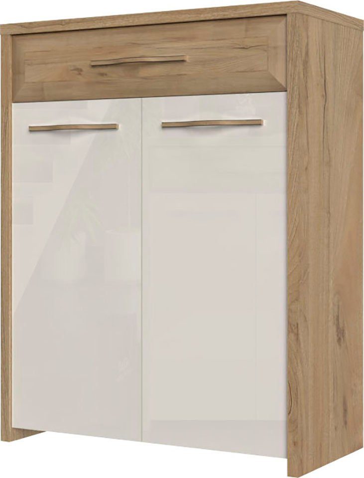 Home affaire Garderoben-Set Gala, (Set, 5-St., Garderobenschrank,Schuhschrank,Schuhbank,Garderobenpaneel,Wandspiegel), Soft-Close Funktion, Hochglanz UV lackiert