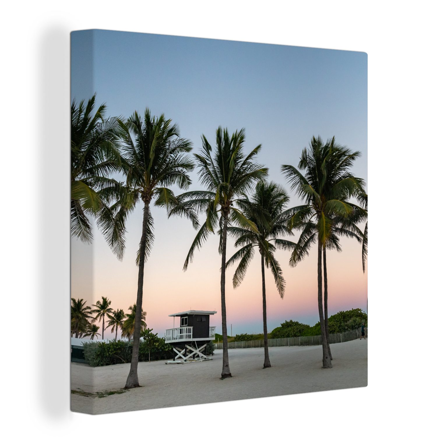 OneMillionCanvasses® Leinwandbild Die Palmenreihe am Strand, (1 St), Leinwand Bilder für Wohnzimmer Schlafzimmer