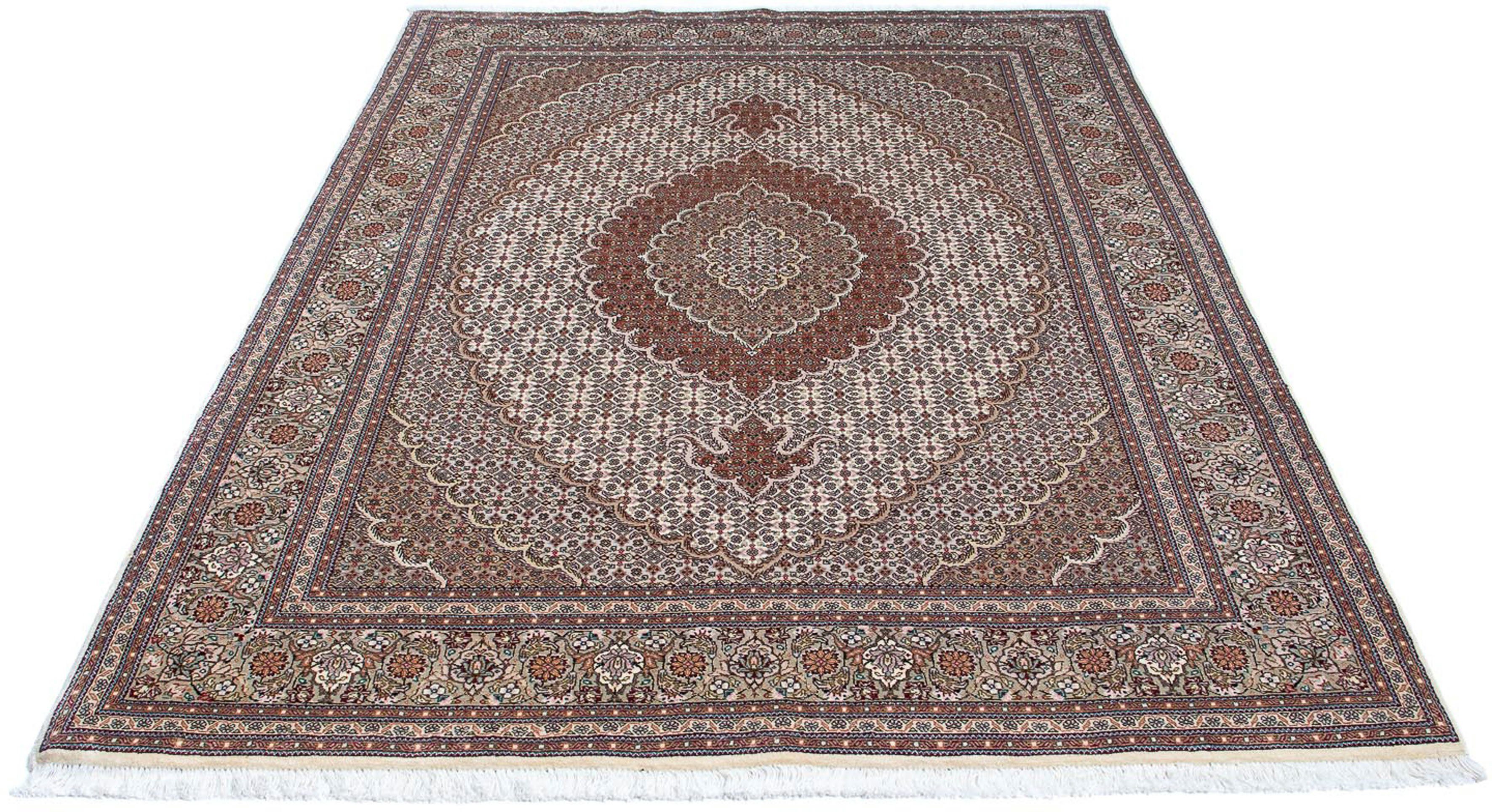 Orientteppich Perser - Täbriz - Royal - 210 x 150 cm - hellbraun, morgenland, rechteckig, Höhe: 7 mm, Wohnzimmer, Handgeknüpft, Einzelstück mit Zertifikat