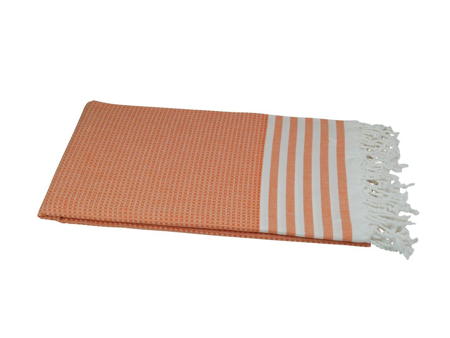 my Hamam Hamamtücher Hamamtuch 100x175 cm orange weiß "Tala", Baumwolle (1-St), griffig und fest gewebt