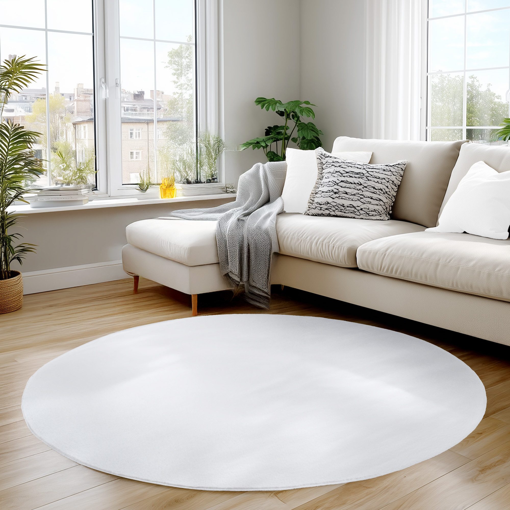 Carpettex Veloursteppich Unicolor - Einfarbig, Rund, günstig online kaufen