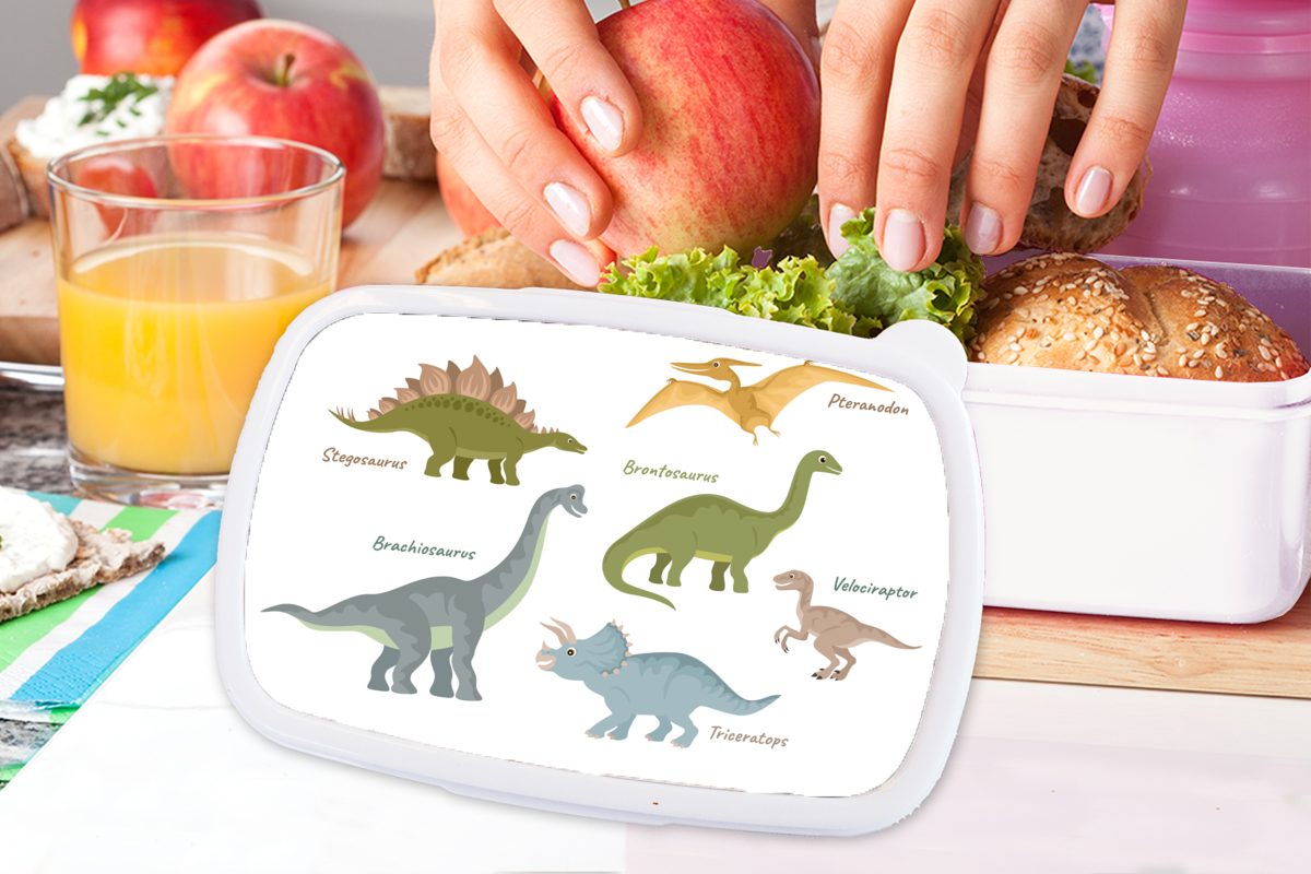 (2-tlg), und für Kunststoff, Kinderzimmer, weiß Jura für Dinosaurier und Jungs Kinder Mädchen Lunchbox Brotdose, Erwachsene, - - MuchoWow Brotbox