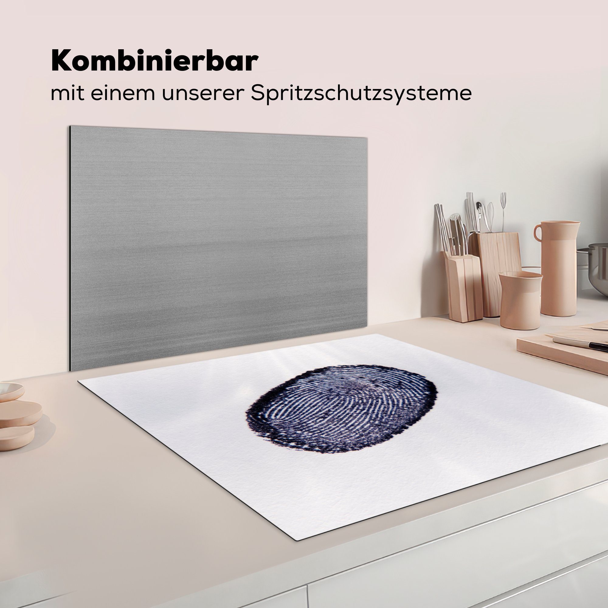 MuchoWow Herdblende-/Abdeckplatte Dunkler Fingerabdruck, Arbeitsplatte cm, (1 tlg), 78x78 küche für Vinyl, Ceranfeldabdeckung