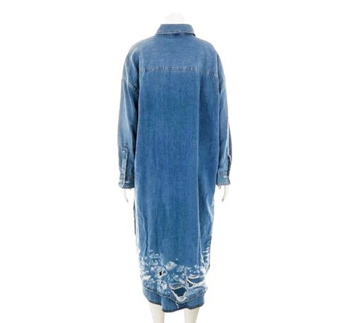 Diesel Jeanskleid Diesel Denim Davis-L-Oversized Dress, Damen Übergroße Kleider. in Unifarbe, Oversized, Destroyed-Look