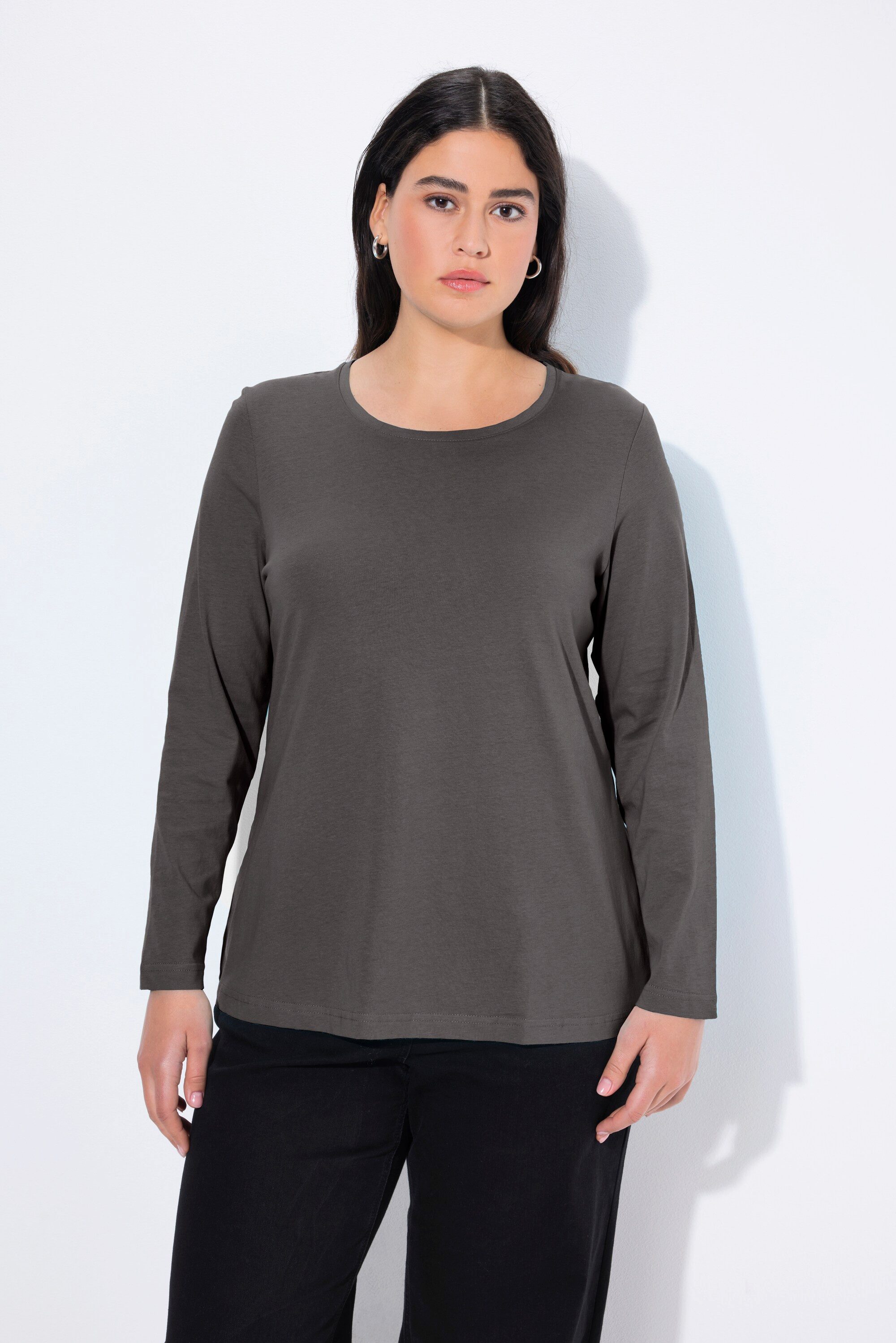 Ulla Popken T-Shirt bis 64 Oberteil Langarmshirt Basic Langarm günstig online kaufen
