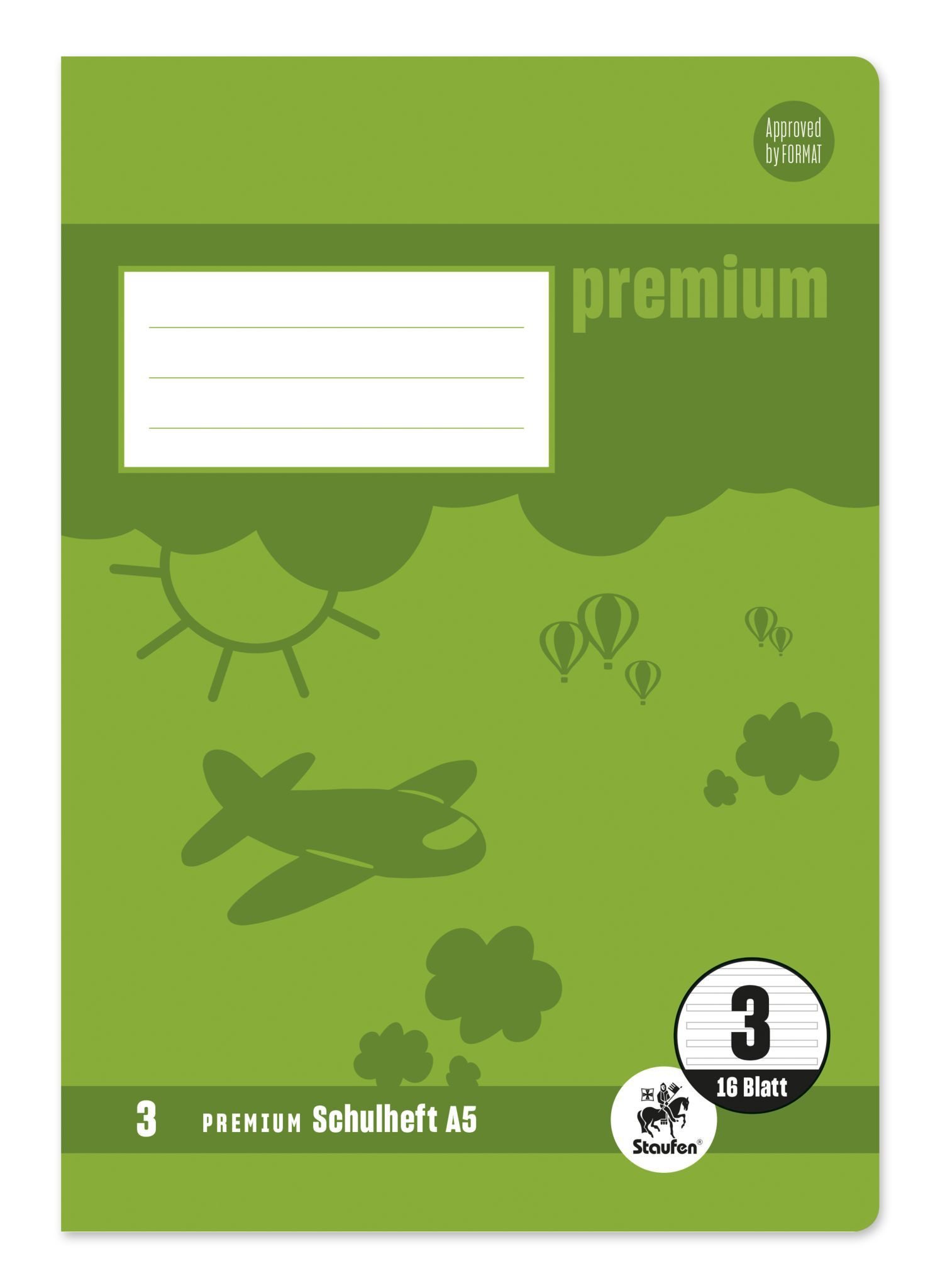 Staufen Schulheft 25x Staufen® 734010303 Heft PREMIUM LIN 3 - A5, 16 Blatt, 90 g/qm