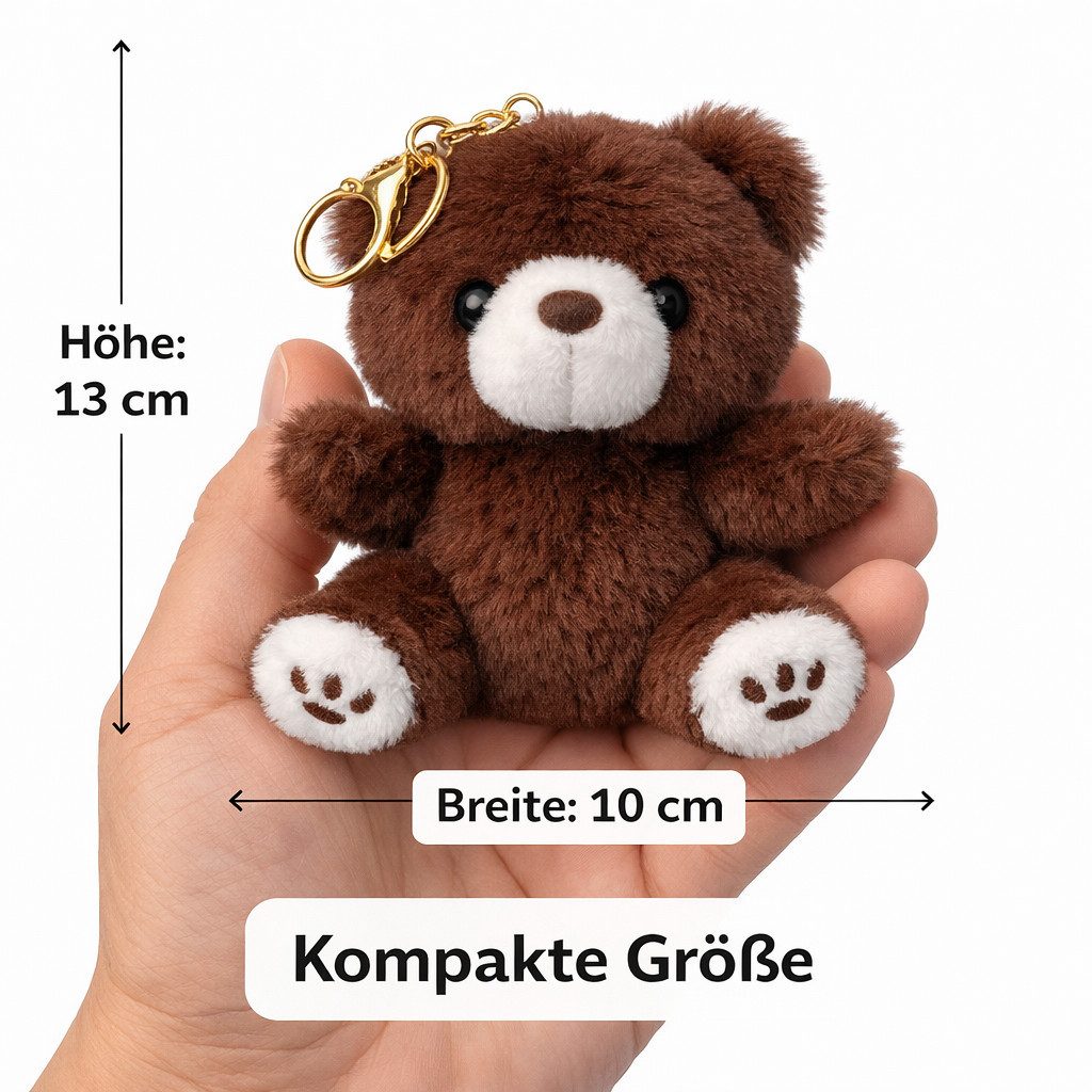 soma Schlüsselanhänger Plüsch Bär Schlüsselanhänger 13cm Weicher Kuschelhase mit Metallring (Set, 1-tlg., Geschenk-Set), Weicher Mini-Teddybär Anhänger für Schlüssel, Tasche oder Rucksack