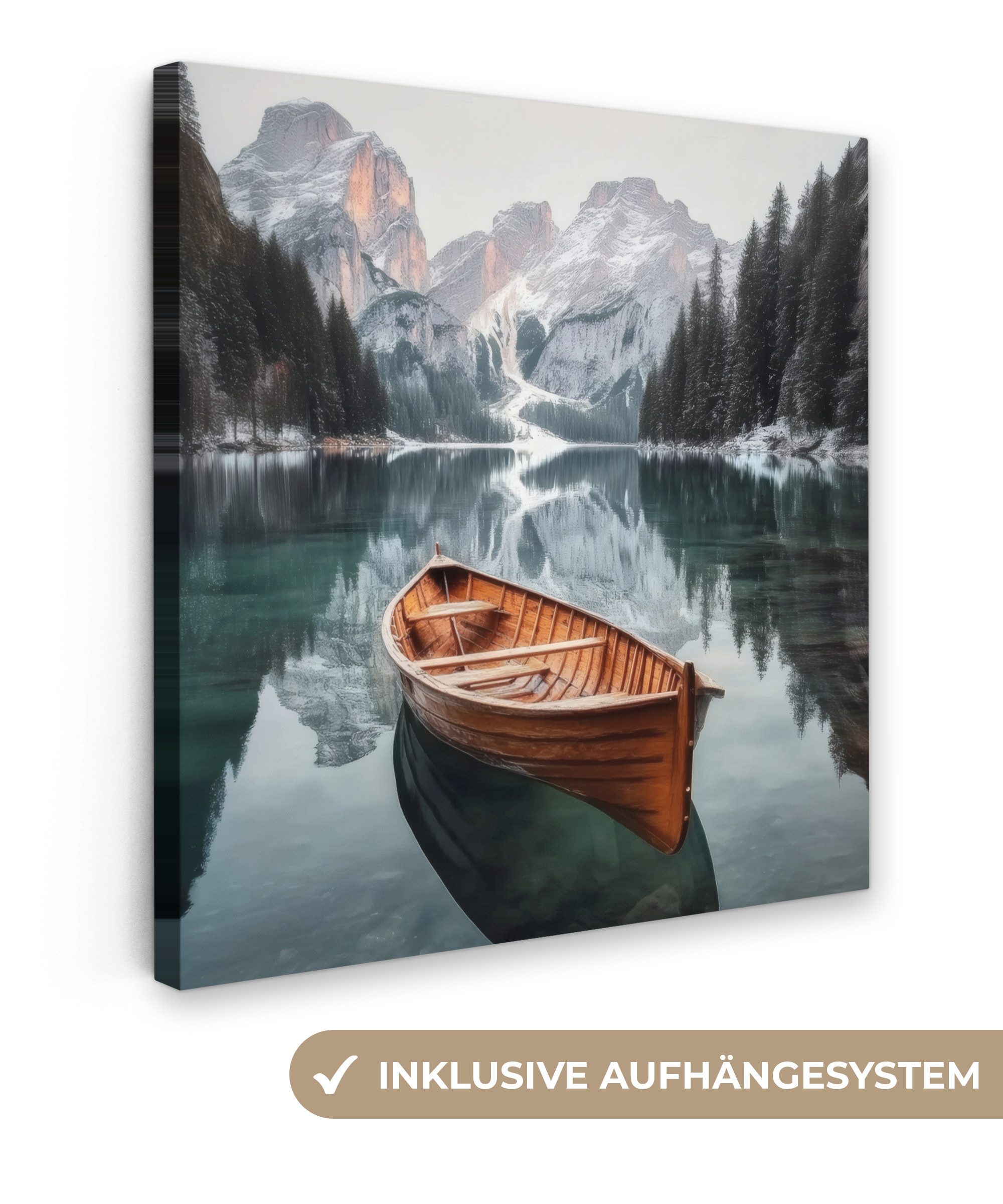 OneMillionCanvasses® Leinwandbild Boot - Berge - günstig online kaufen