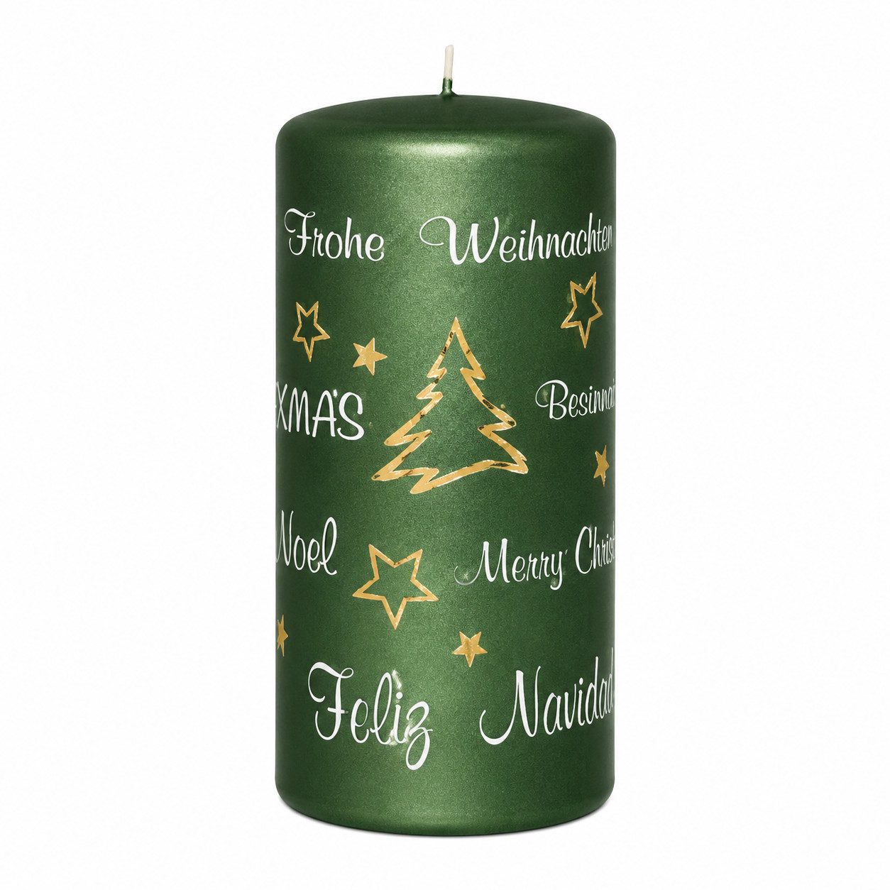 Kopschitz Kerzen Adventskerze 3 Merry Christmas Stumpenkerzen 13 x 7 cm Grün