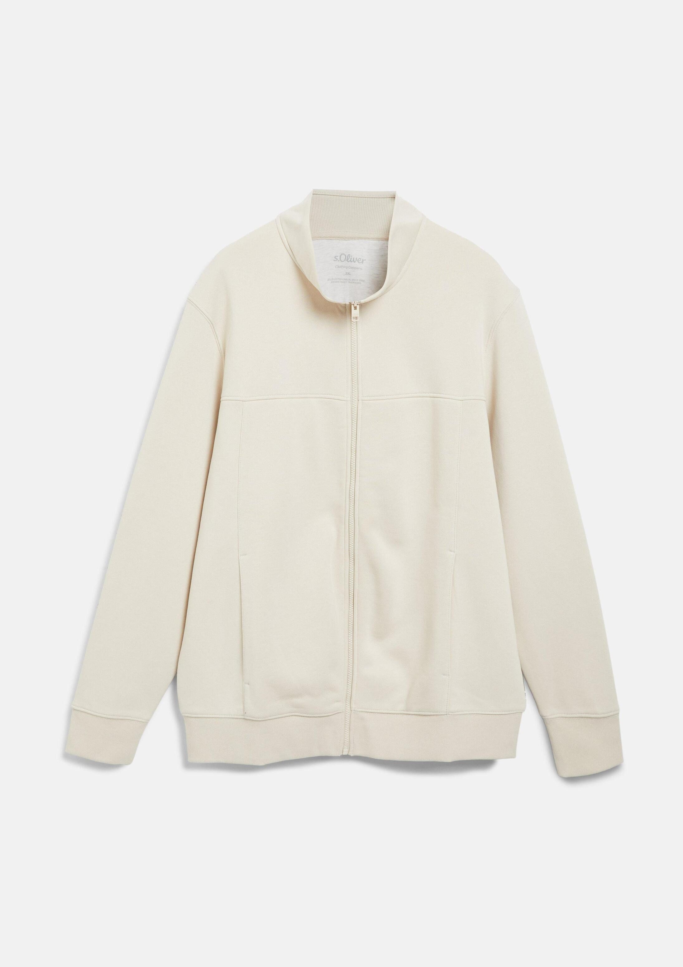 s.Oliver Sweatjacke Sweatshirt Jacke Sweatjacke mit Stehkragen und Eingrifftaschen